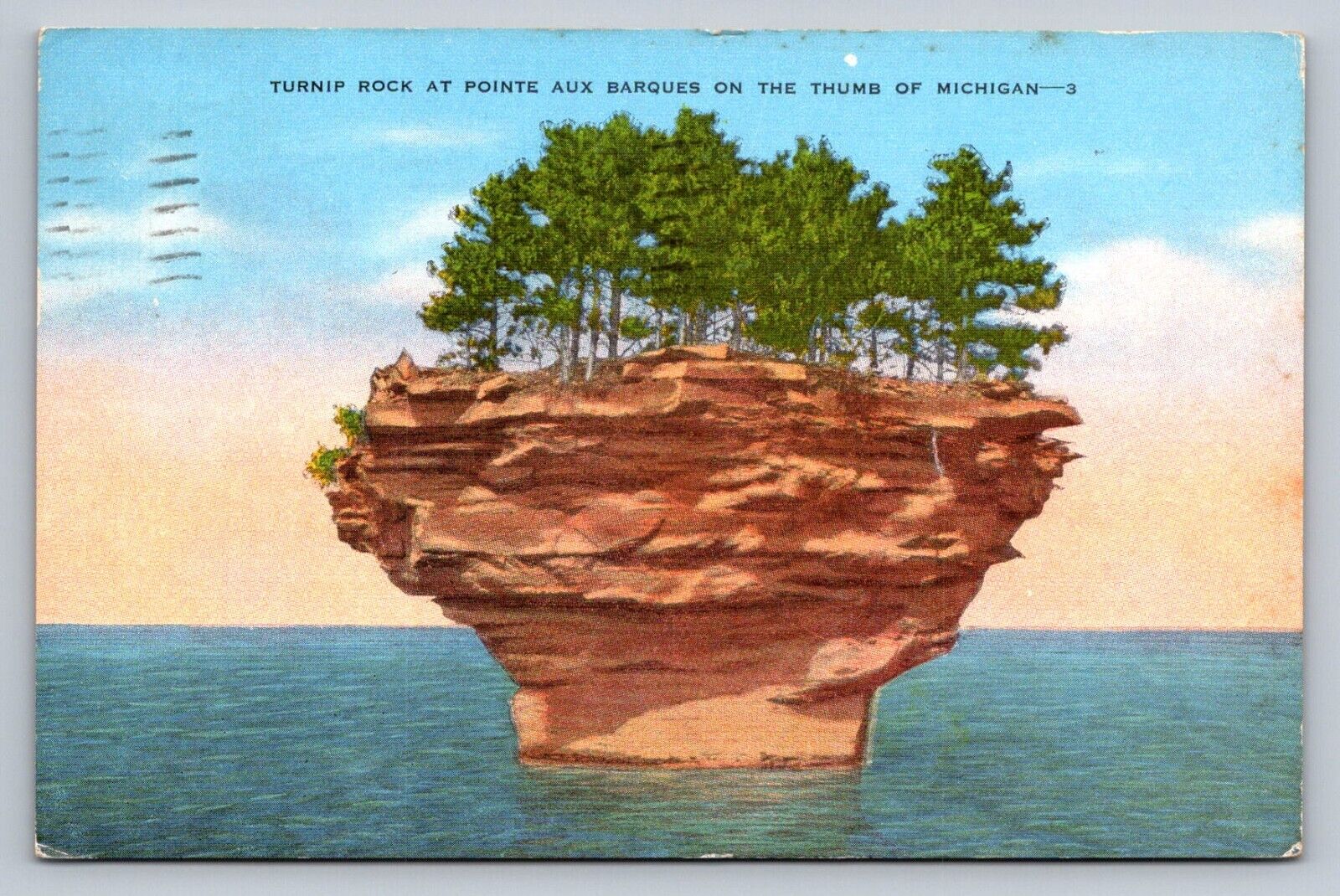Postcard  Michigan Turnip Rock Pointe Aux Barques in the \
