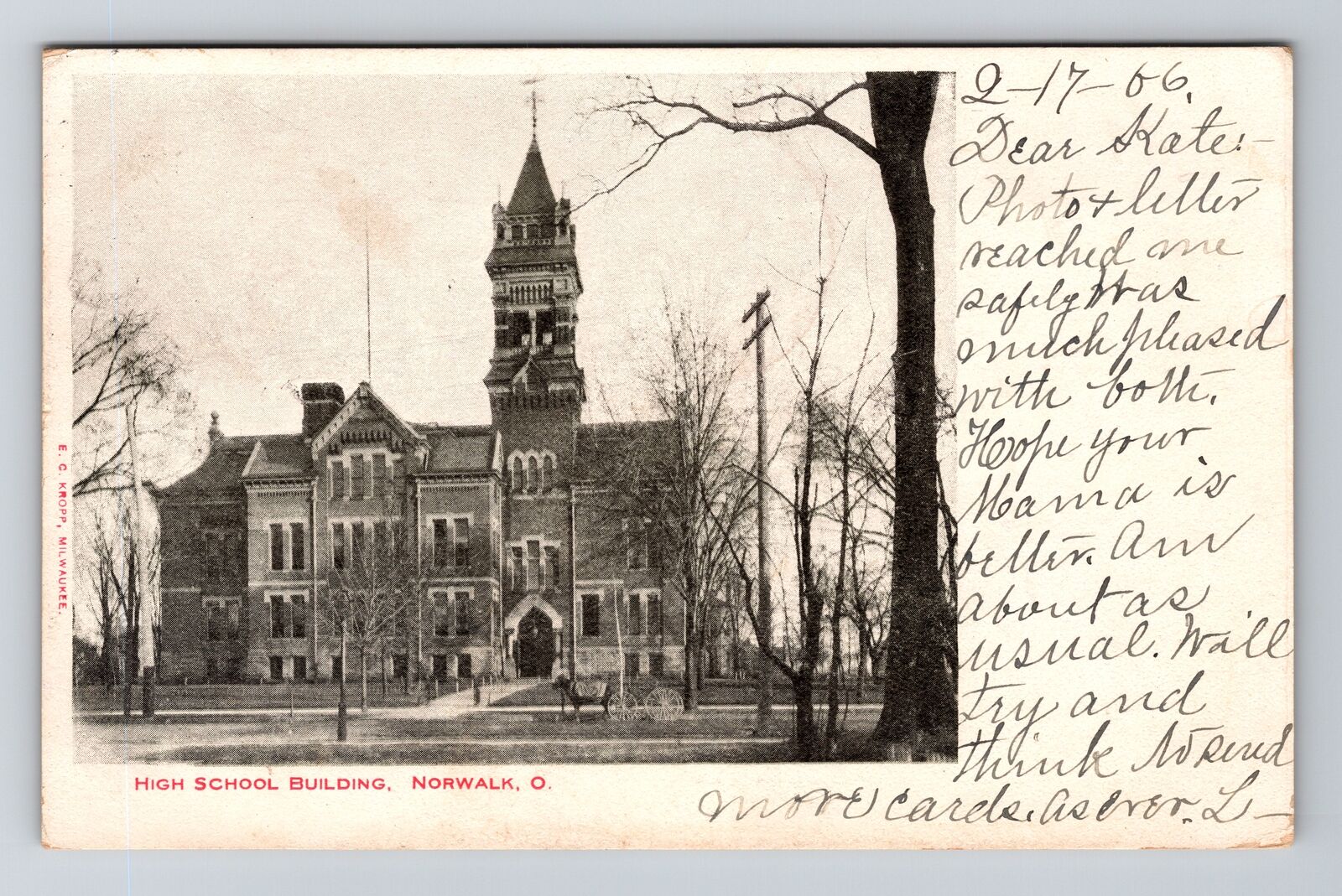 Norwalk OH-Ohio, High School Building, Vintage Postcard