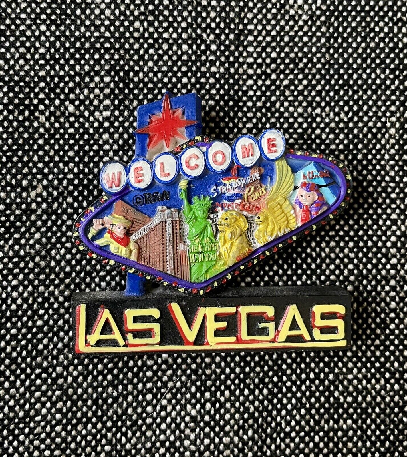 Vtg Unique Welcome - Las Vegas - Nevada 3D Refrigerator Magnet RSA