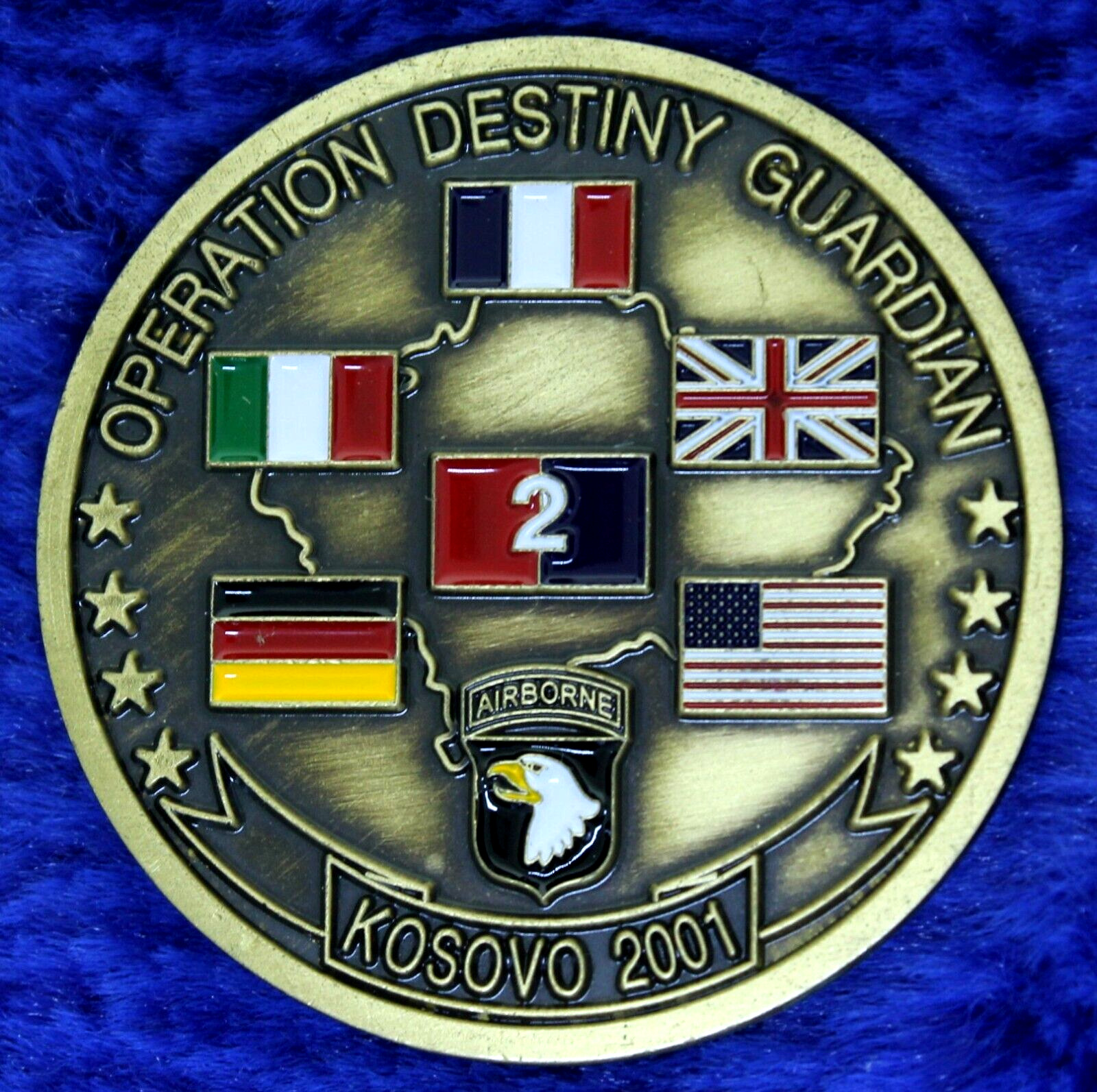 US Army Task Force Falcon Op Destiny Guardian Kosovo 2001 Challenge Coin PT-4