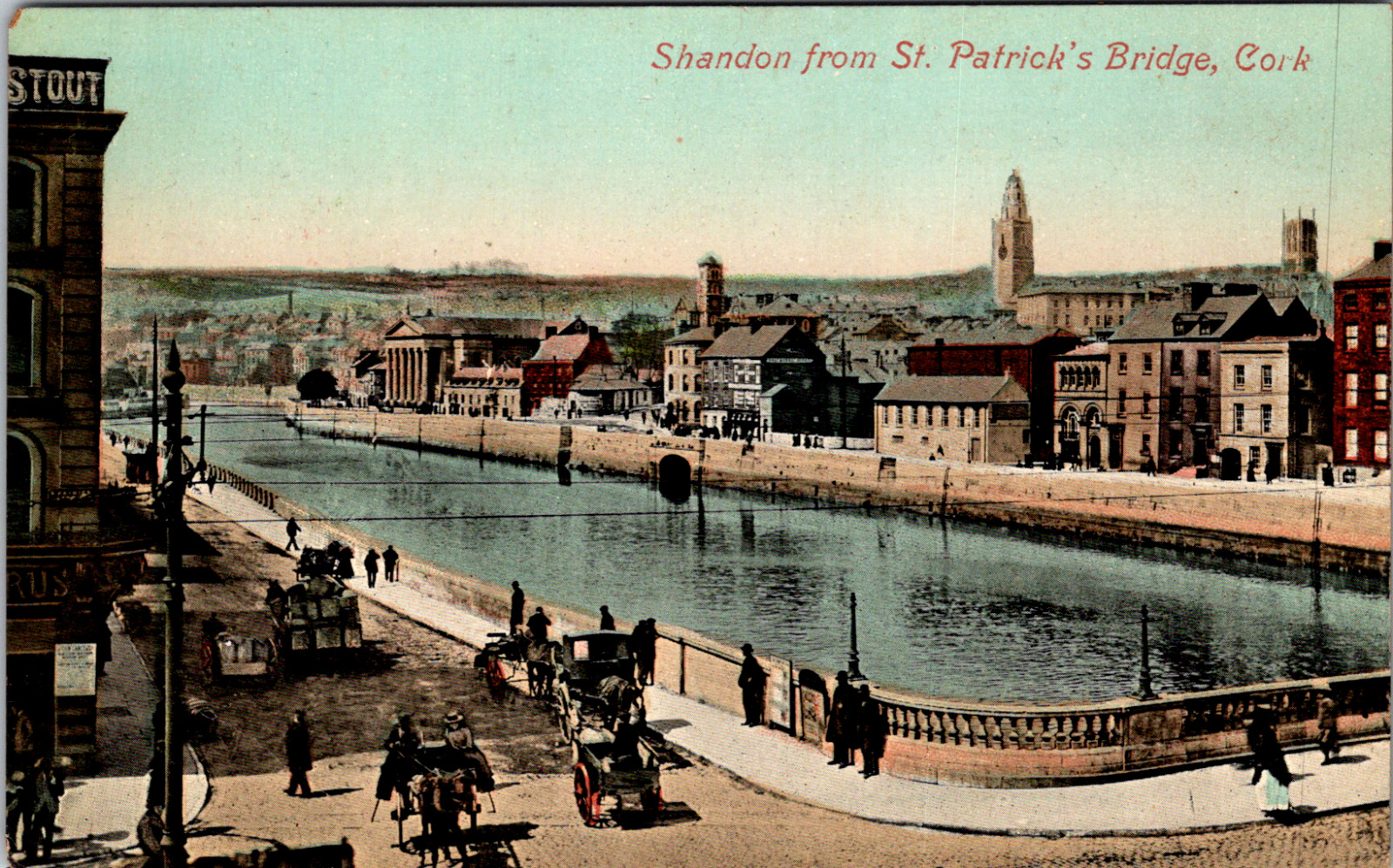 Vintage C. 1910 People Carriage Town Scene of Shandon Cork Ireland Postcard