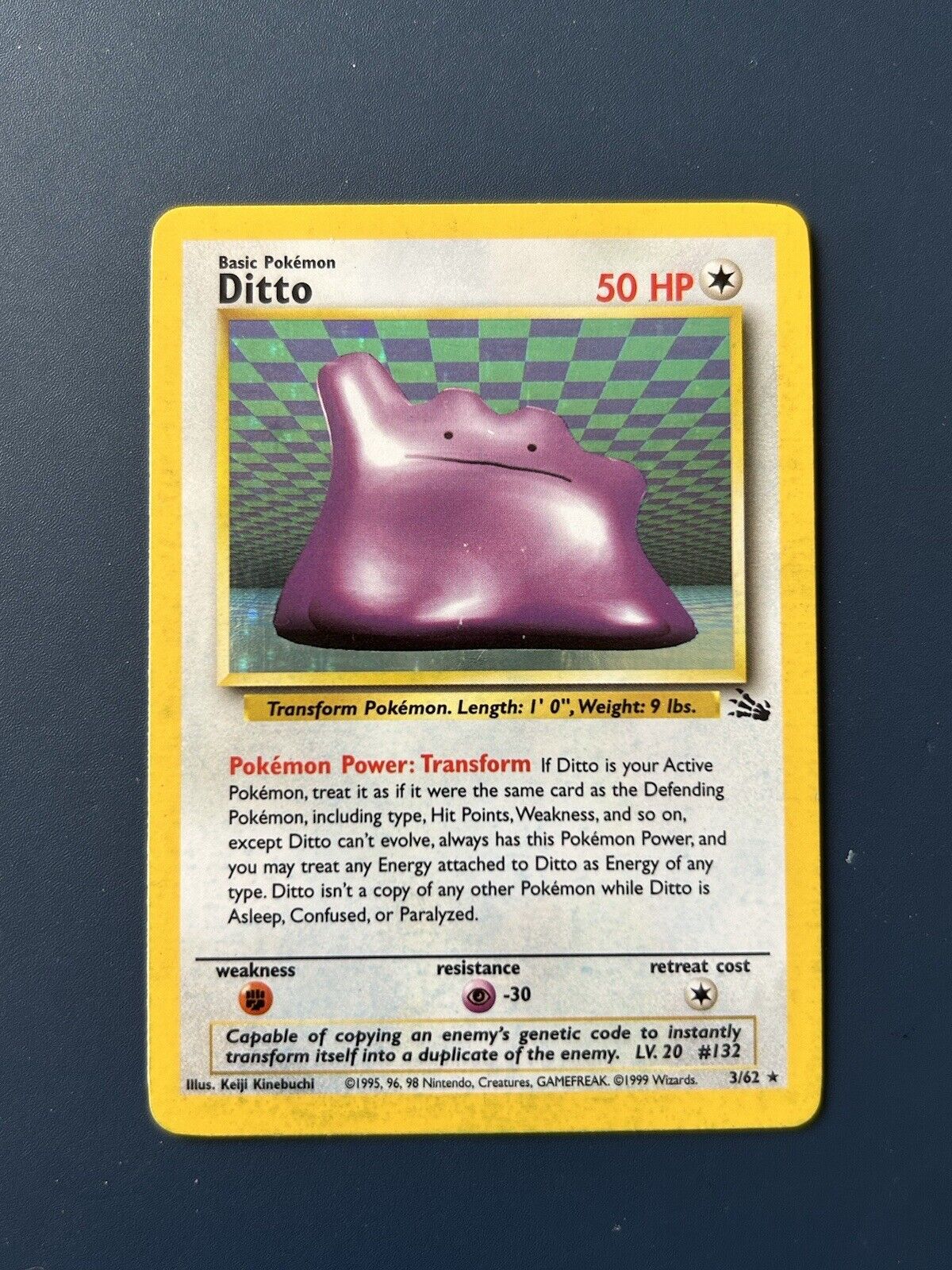 Ditto 3/62 Fossil Holo Pokémon Card Vintage Eng