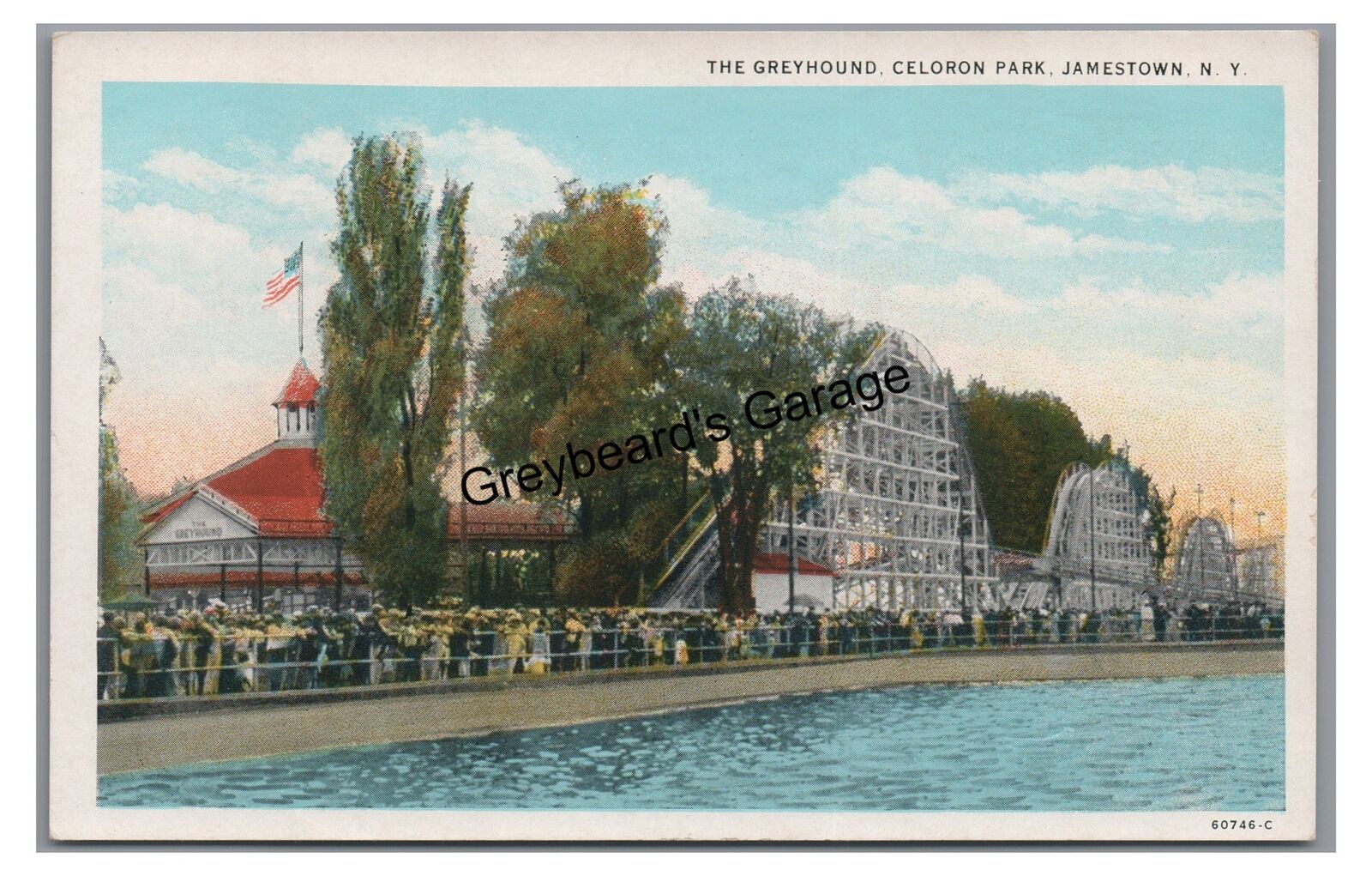 The Greyhound Roller Coaster Celoron Park Amusement JAMESTOWN NY Postcard