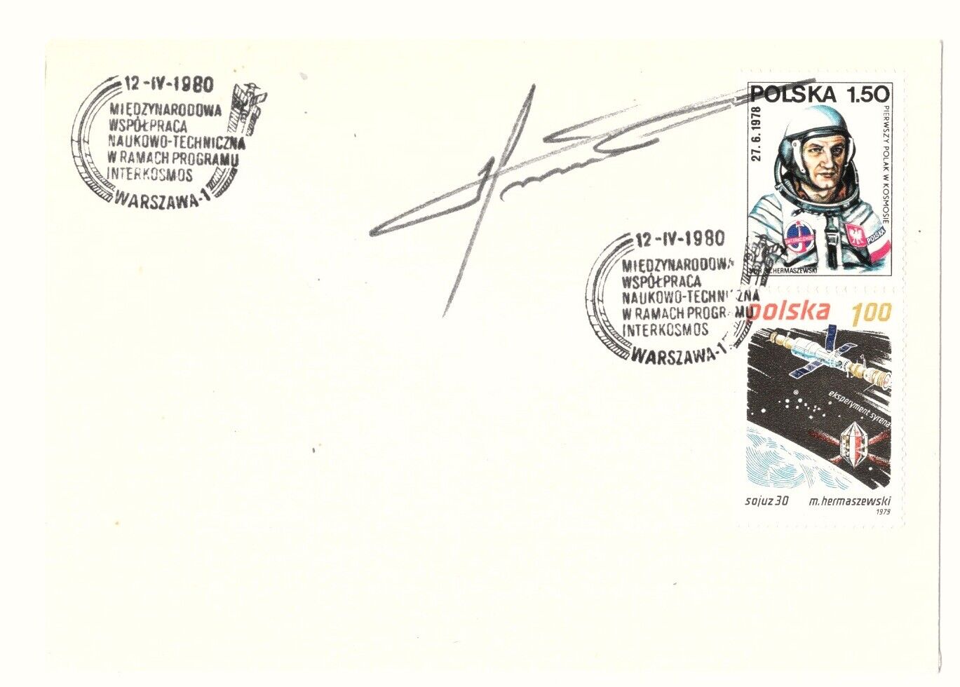 Soyuz 30 Salyut 6 Space Mail Cover Signed Cosmonaut M. Hermaszewski Poland #3