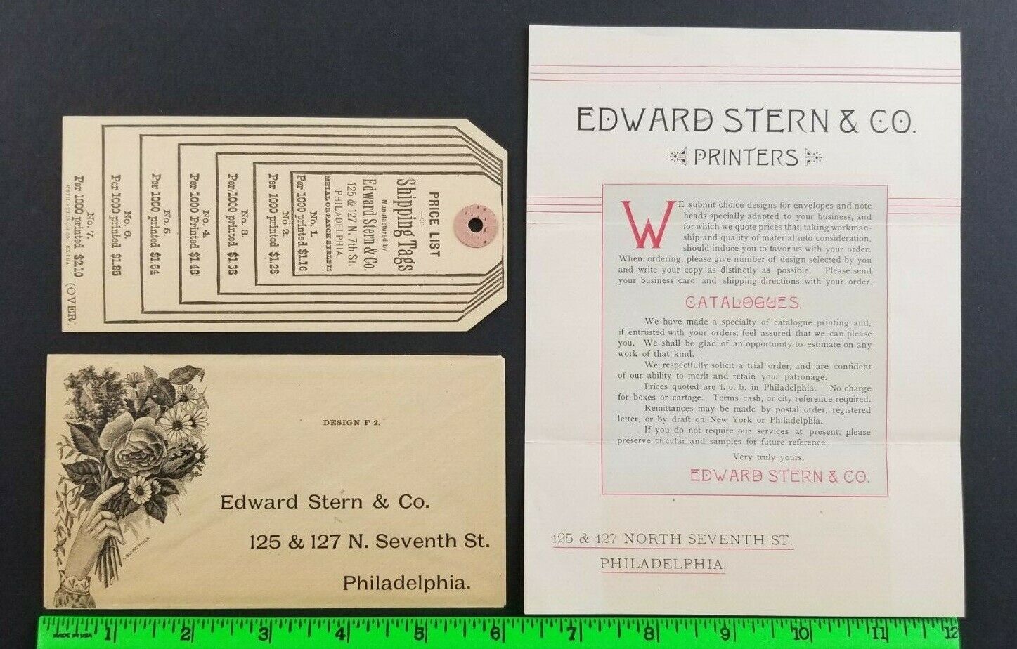 Vintage 1900's Printer Printing Illustrated Envelope Brochure and Tag Philly PA