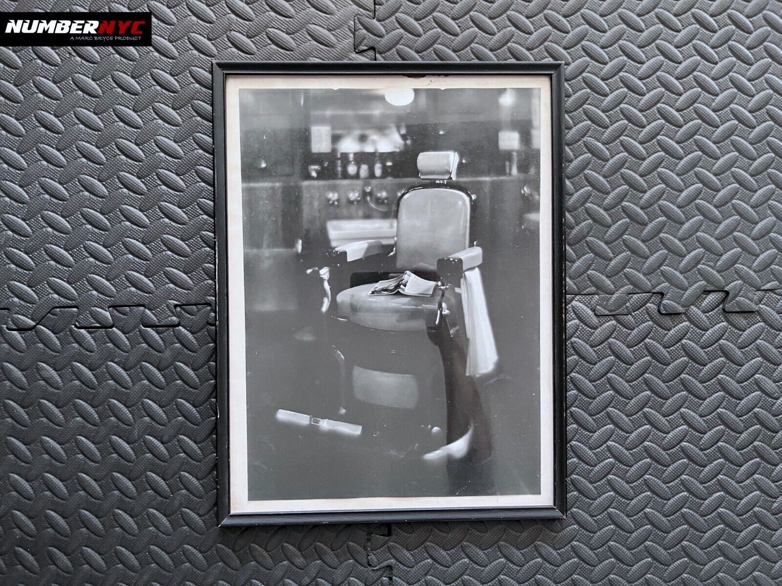 Vintage 1940s BARBER SHOP INTERIOR CHAIR PHOTO & WALL FRAME 12x16 - NO REPRINTS