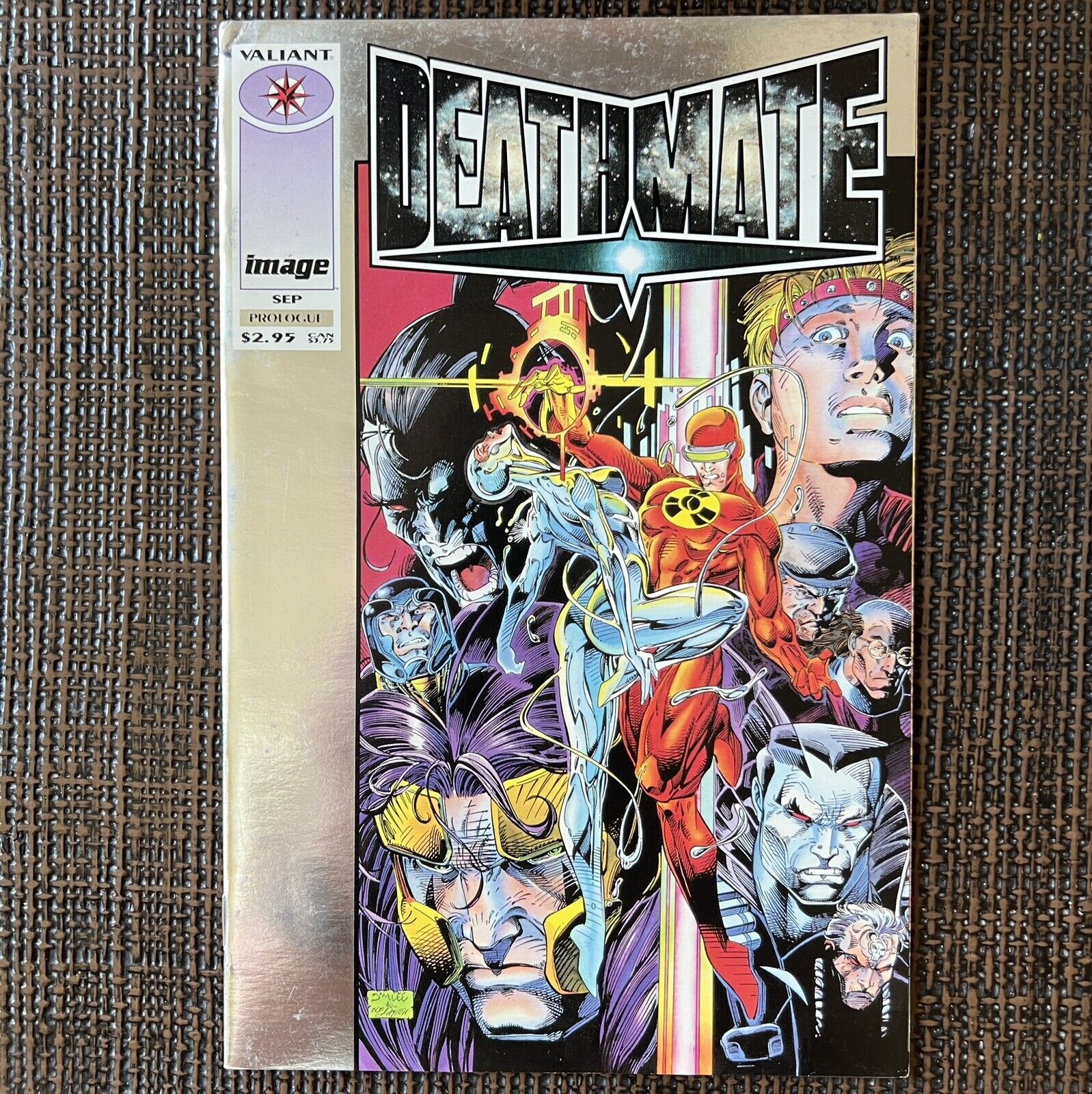 DEATHMATE #1 (Prologue Sept 1993) VF Silver Foil Cardstock Cover Valiant Comic