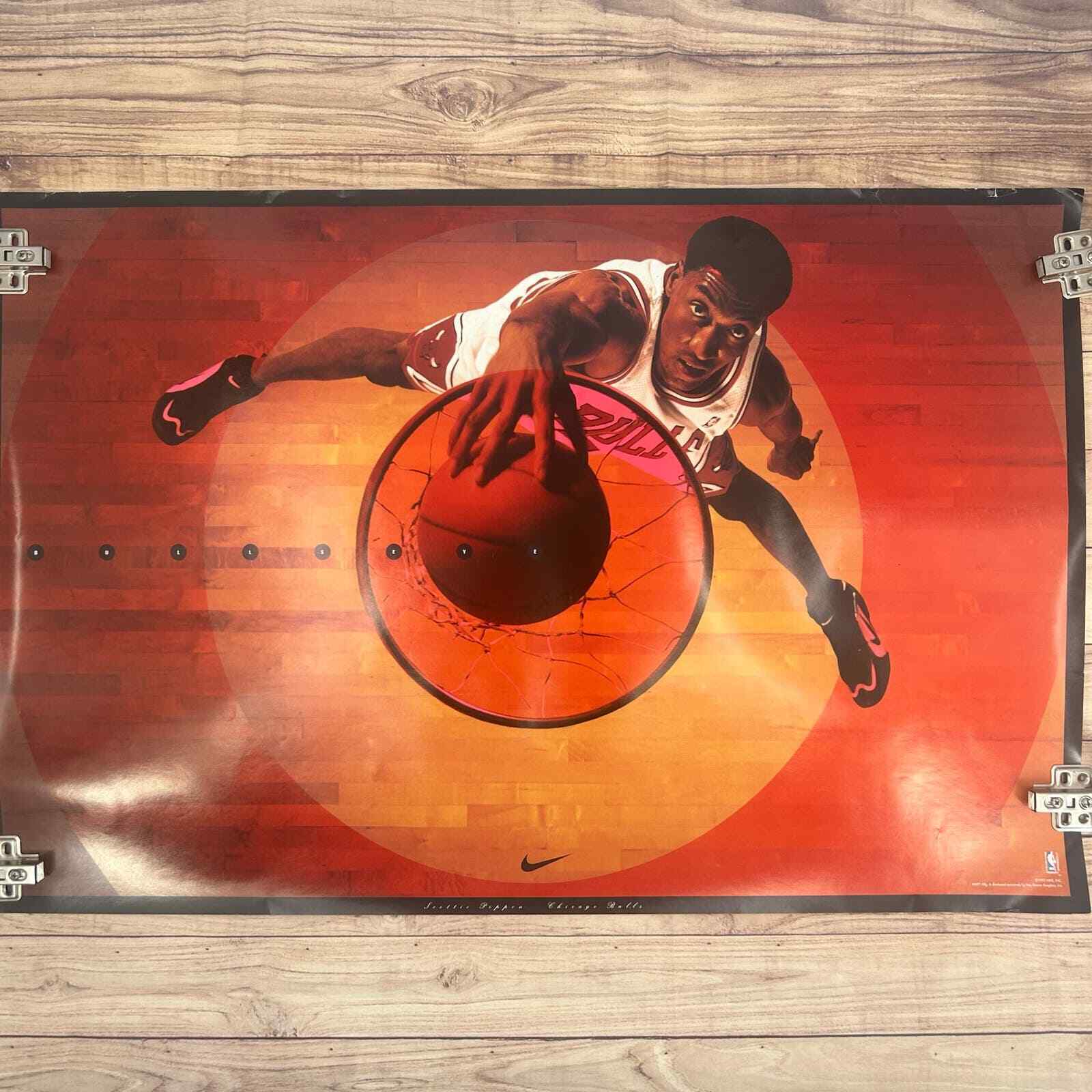 Vintage Chicago Bulls Scottie Pippen Sports Poster Nike 1995 Bullseye Basketball