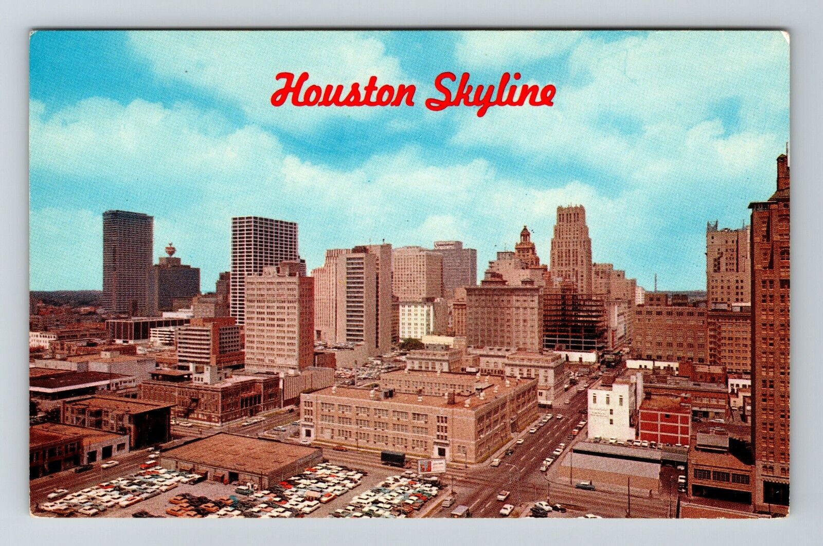 Houston TX-Texas, Scenic Skyline View Town Area, Vintage Postcard