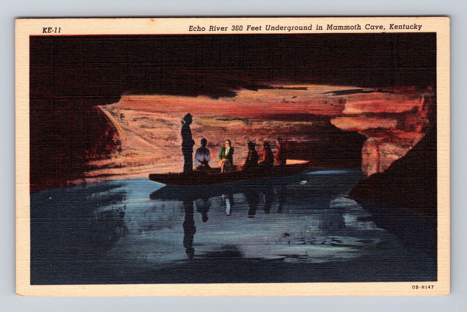 Mammoth Cave KY-Kentucky, Echo River, Antique, Vintage Postcard