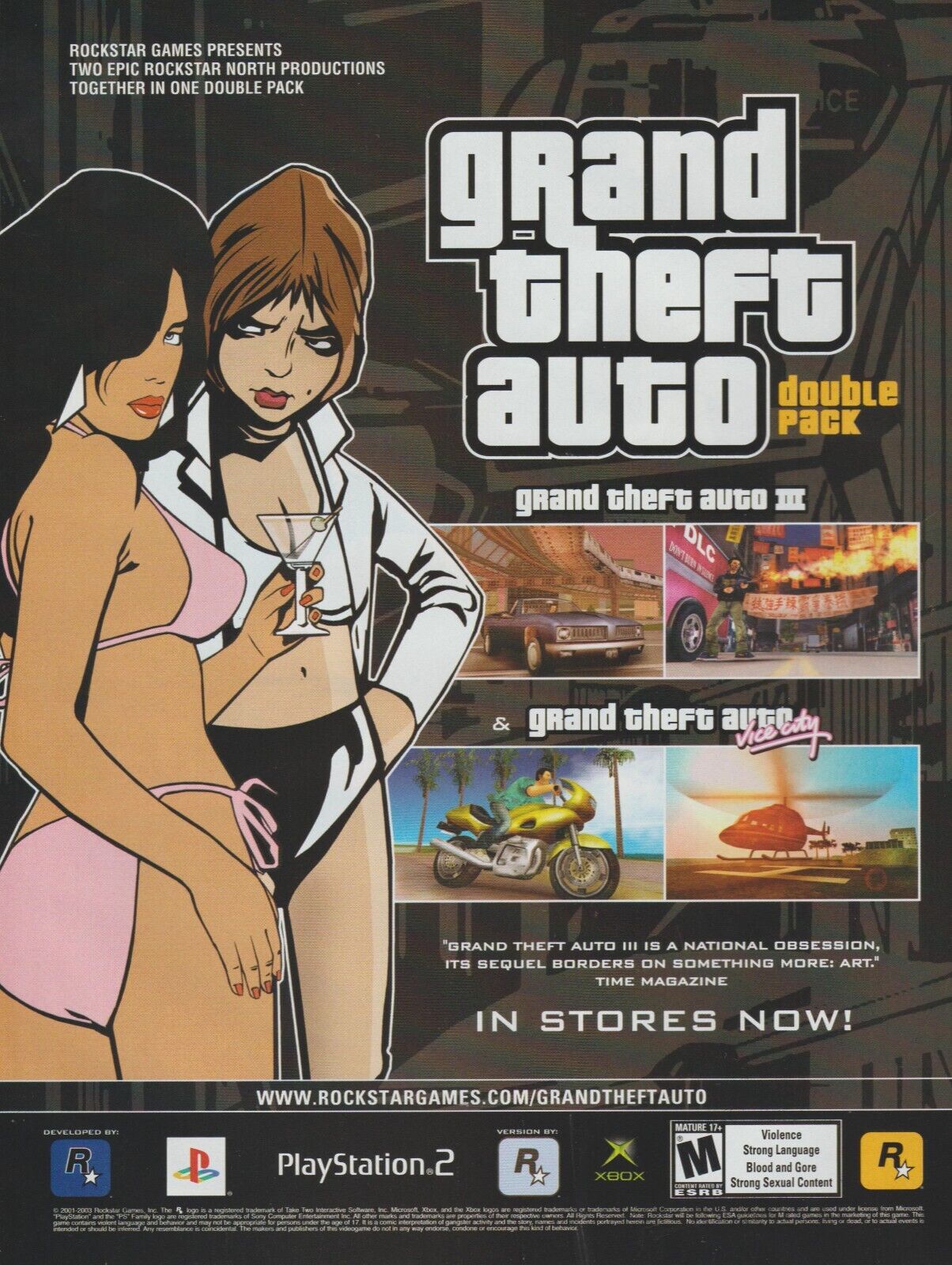 2004 Grand Theft Auto III & Vice City - Video Game Promo - Magazine Print Ad Art