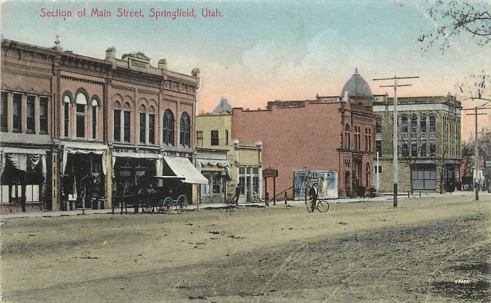 c1910 Postcard; Springfield UT Section of North Main Street, Cache County