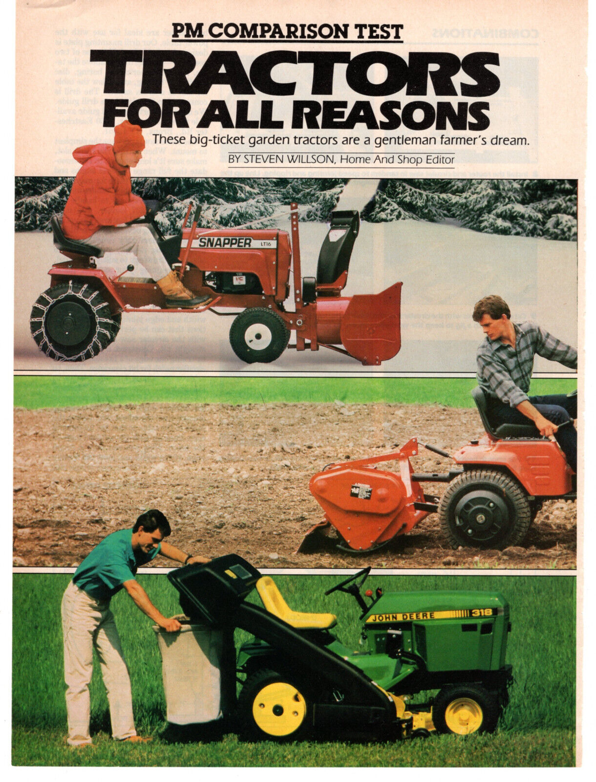 Garden Tractors Snapper John Deere Ariens Cub Cadet 1987 Vintage 4 Pg Print Ad