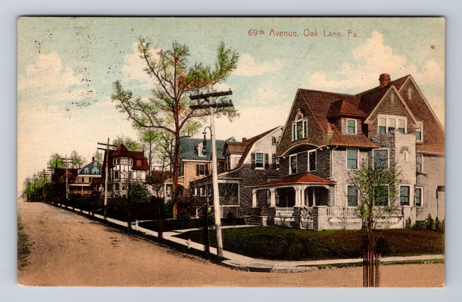Oak Lane PA-Pennsylvania, 69th Avenue Residences, Vintage c1911 Postcard