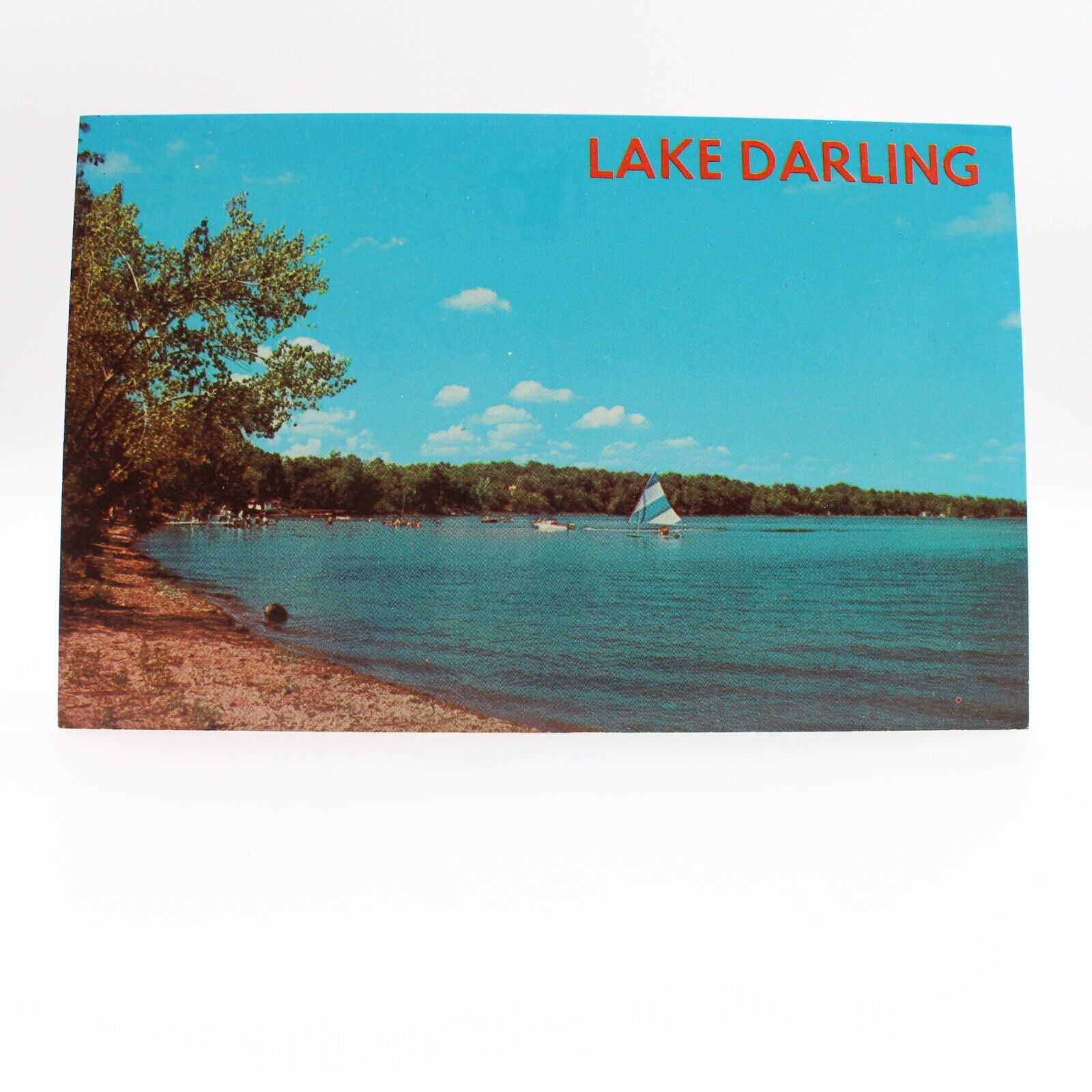 Vintage Postcard: Lake Darling, Minnesota, Unposted 1960s Sail Boat