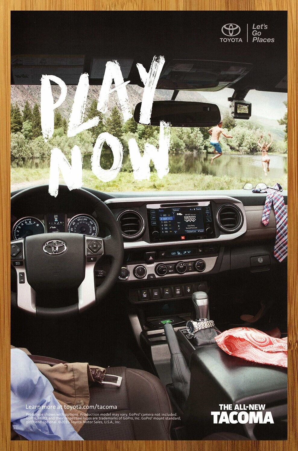 2015 Toyota Tacoma Print Ad/Poster Car Truck Summer Lake Man Cave Wall Pop Art