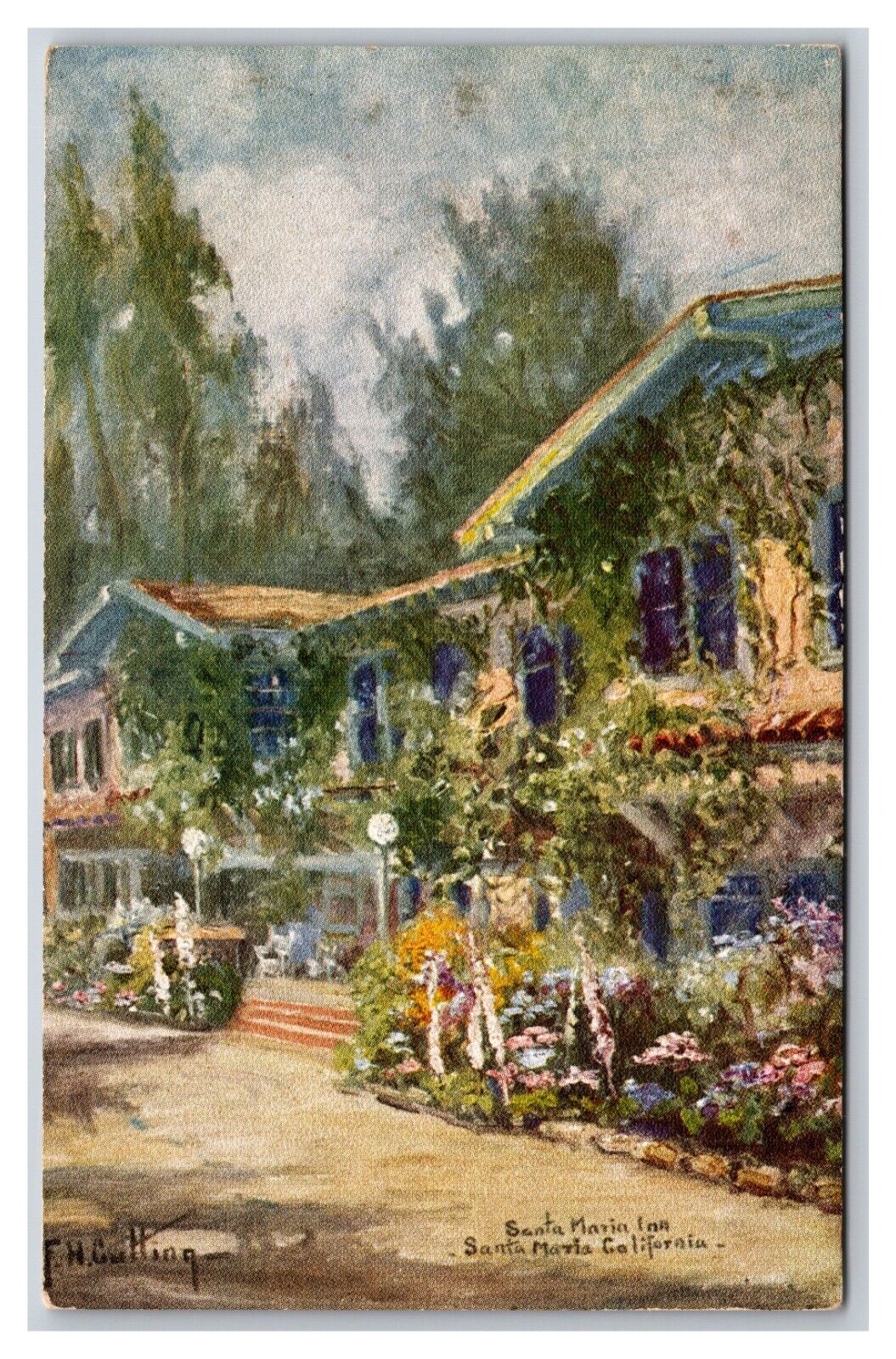 Santa Maria Inn F H  Cutting Painting Santa Maria California CA Postcard N26