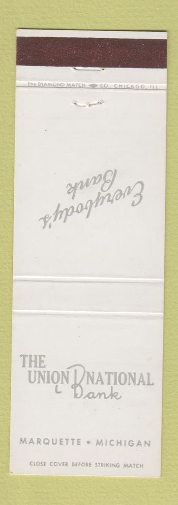 Matchbook Cover - Union National Bank Marquette MI