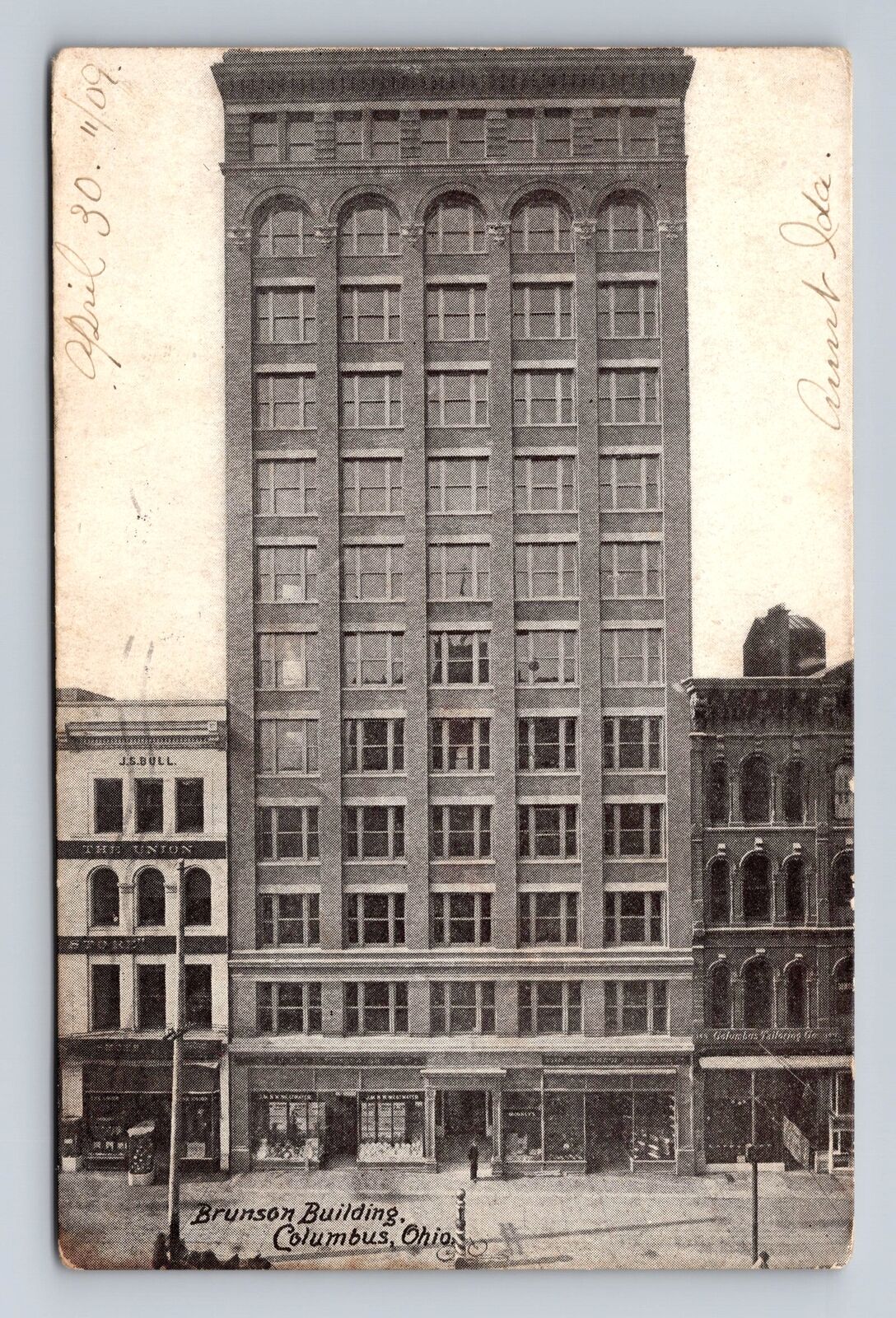 Columbus OH-Ohio, Brunson Building, Advertisement, Vintage Card c1909 Postcard