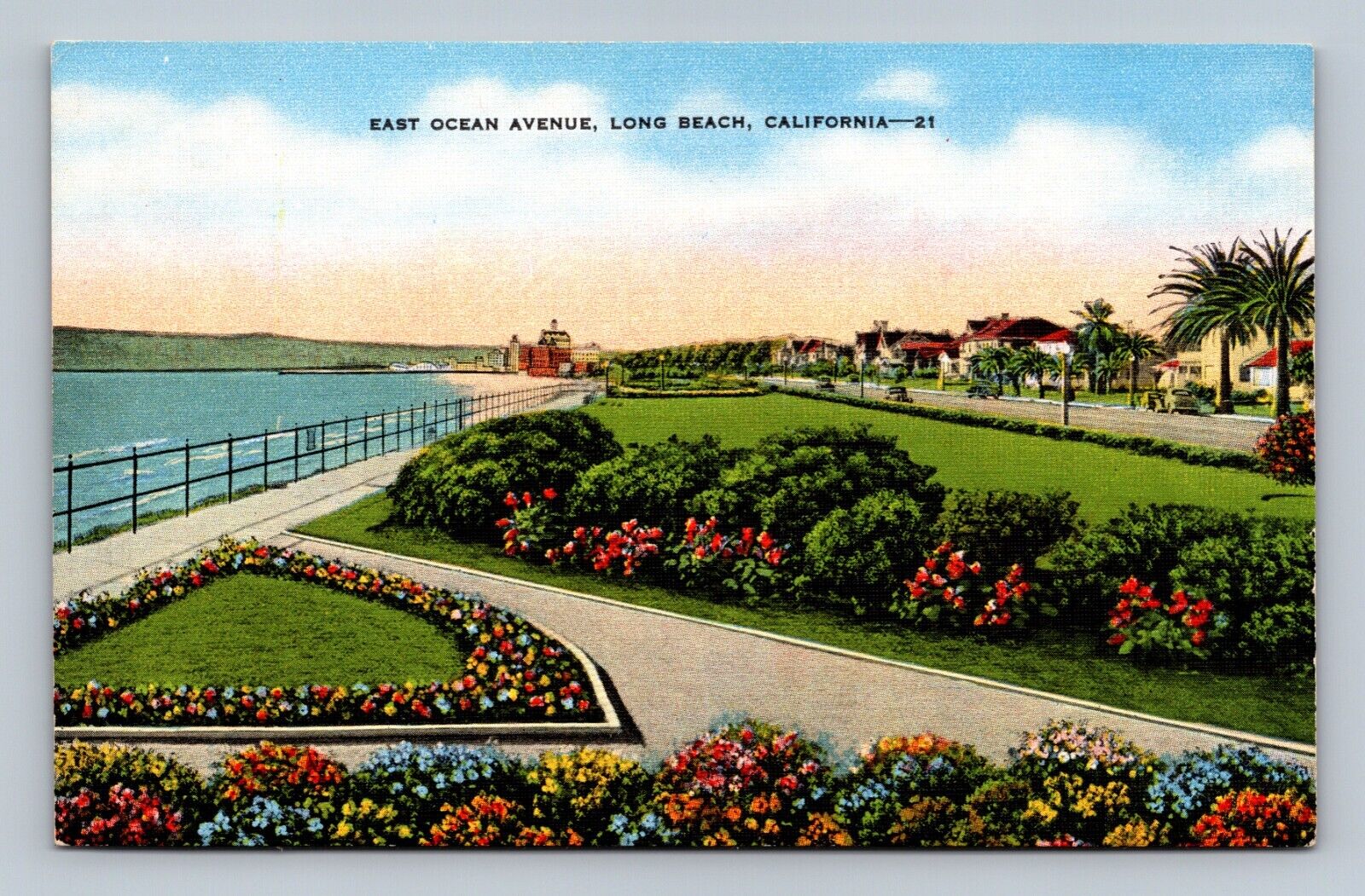 East Ocean Avenue Long Beach California Postcard