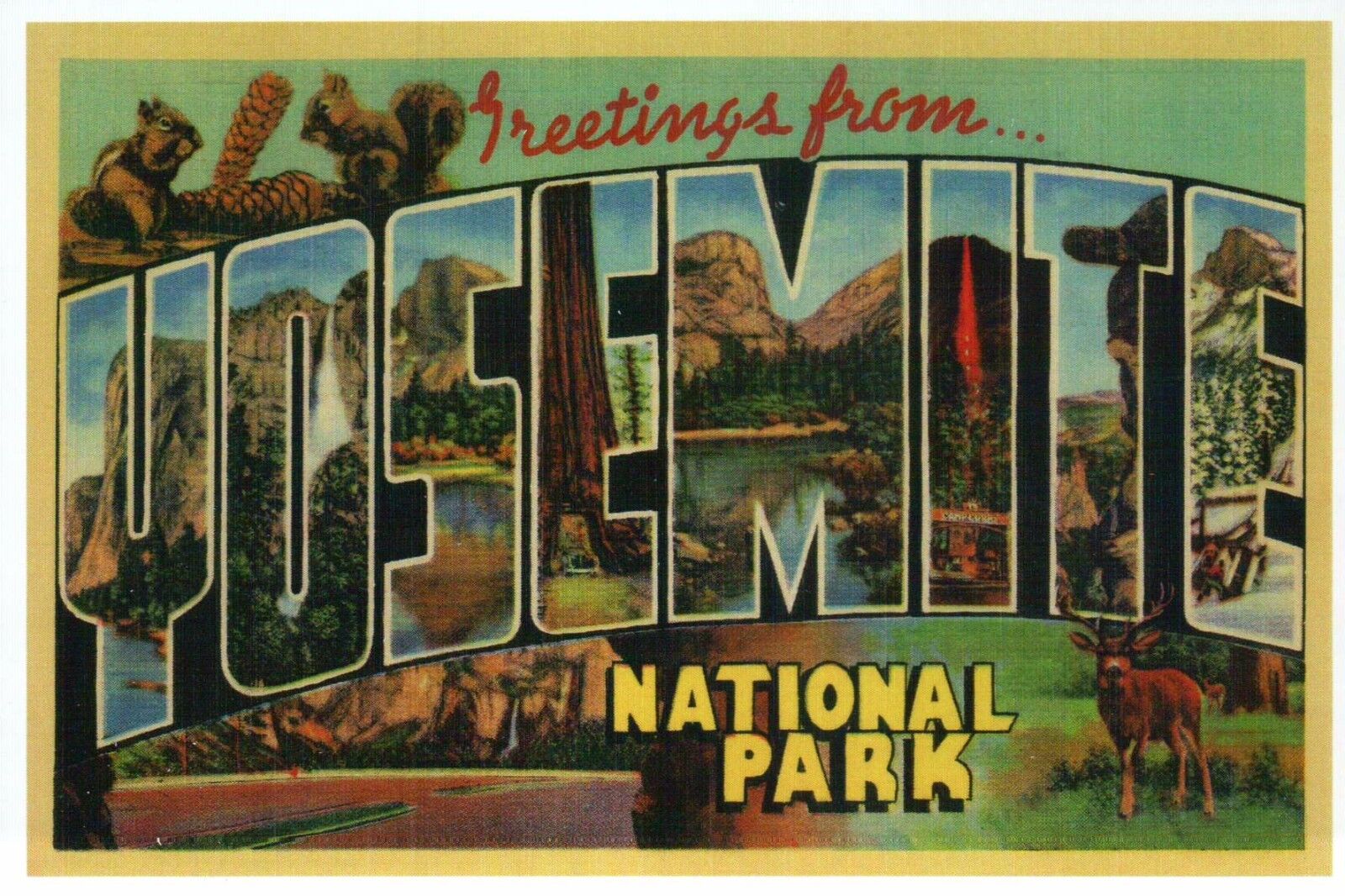 Greetings from Yosemite National Park, California - Modern Large Letter Postcard