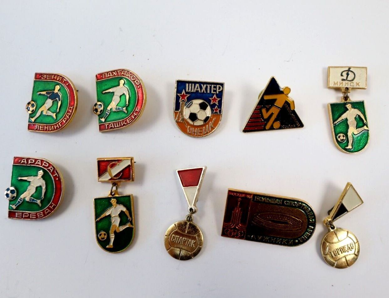 Vintage Lot of 10 Foreign Olympic Games Soccer Pinbacks