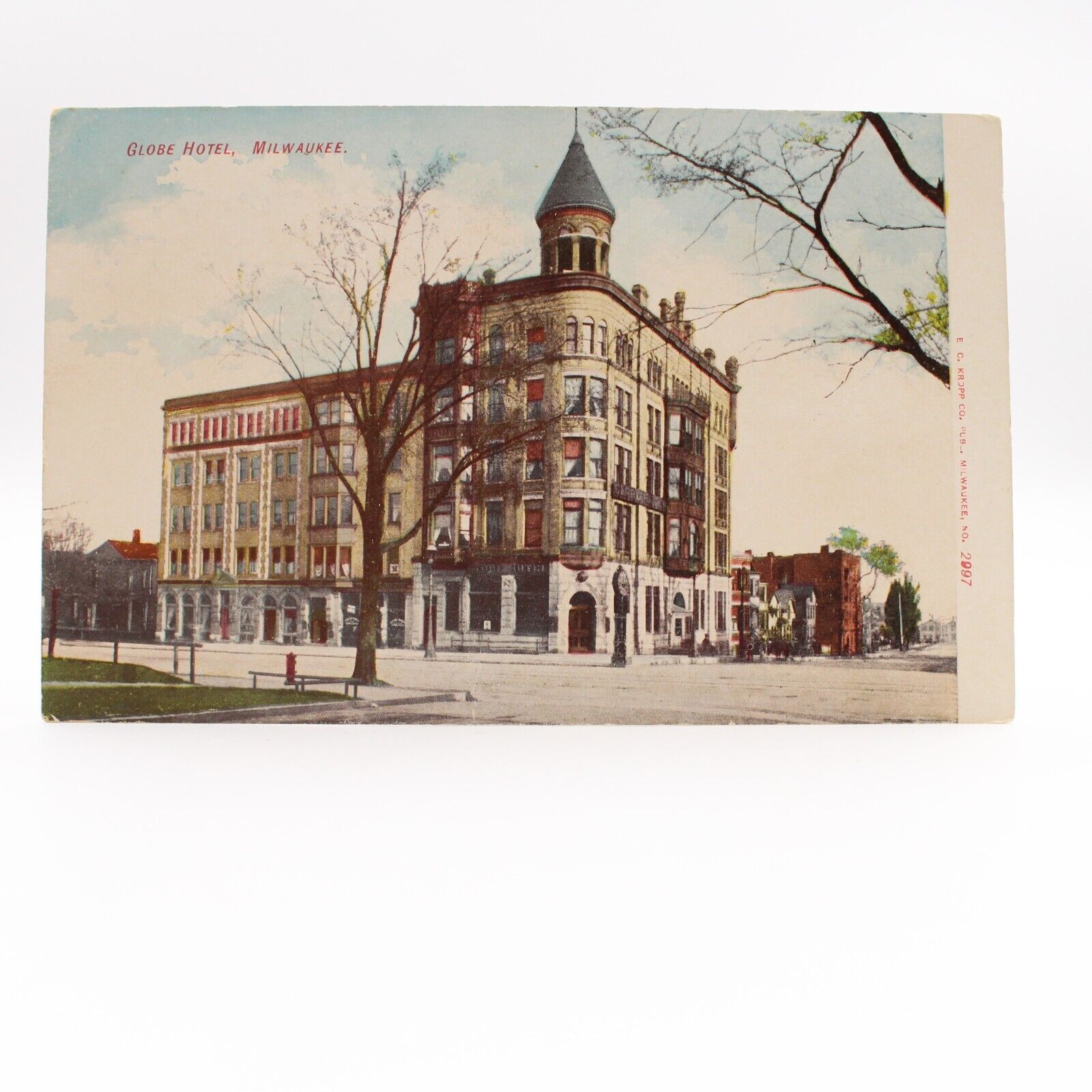 c1910 Exterior View Globe Hotel Building Milwaukee Wisconsin WI Vintage Postcard