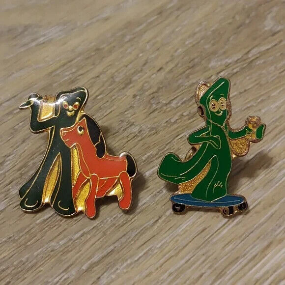 Vintage Lot of 2 Gumby Lapel Pins
