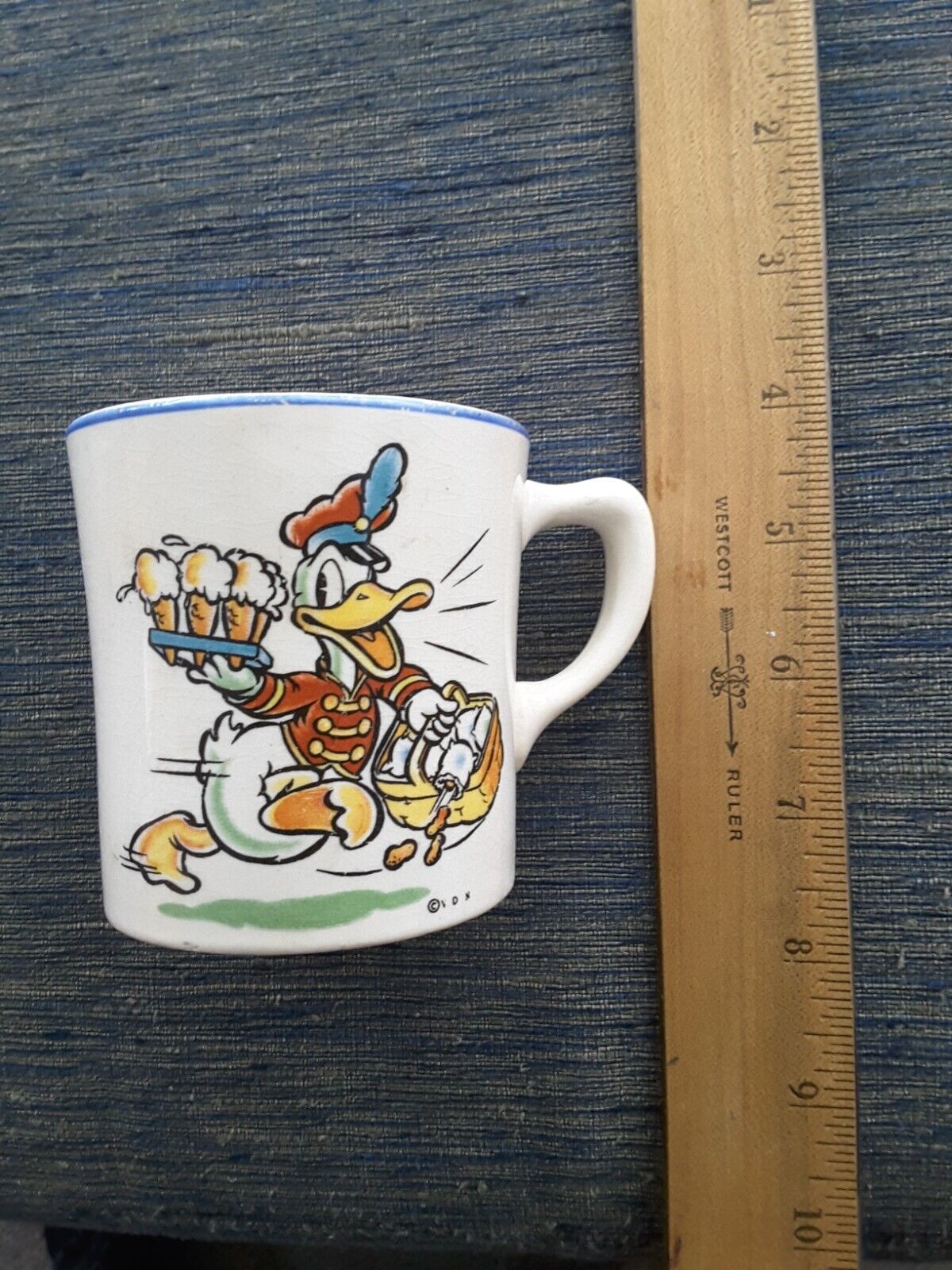 Donald Duck Ceramic Cup Vintage Walt Disney Enterprises Mfd. By Permission  RARE