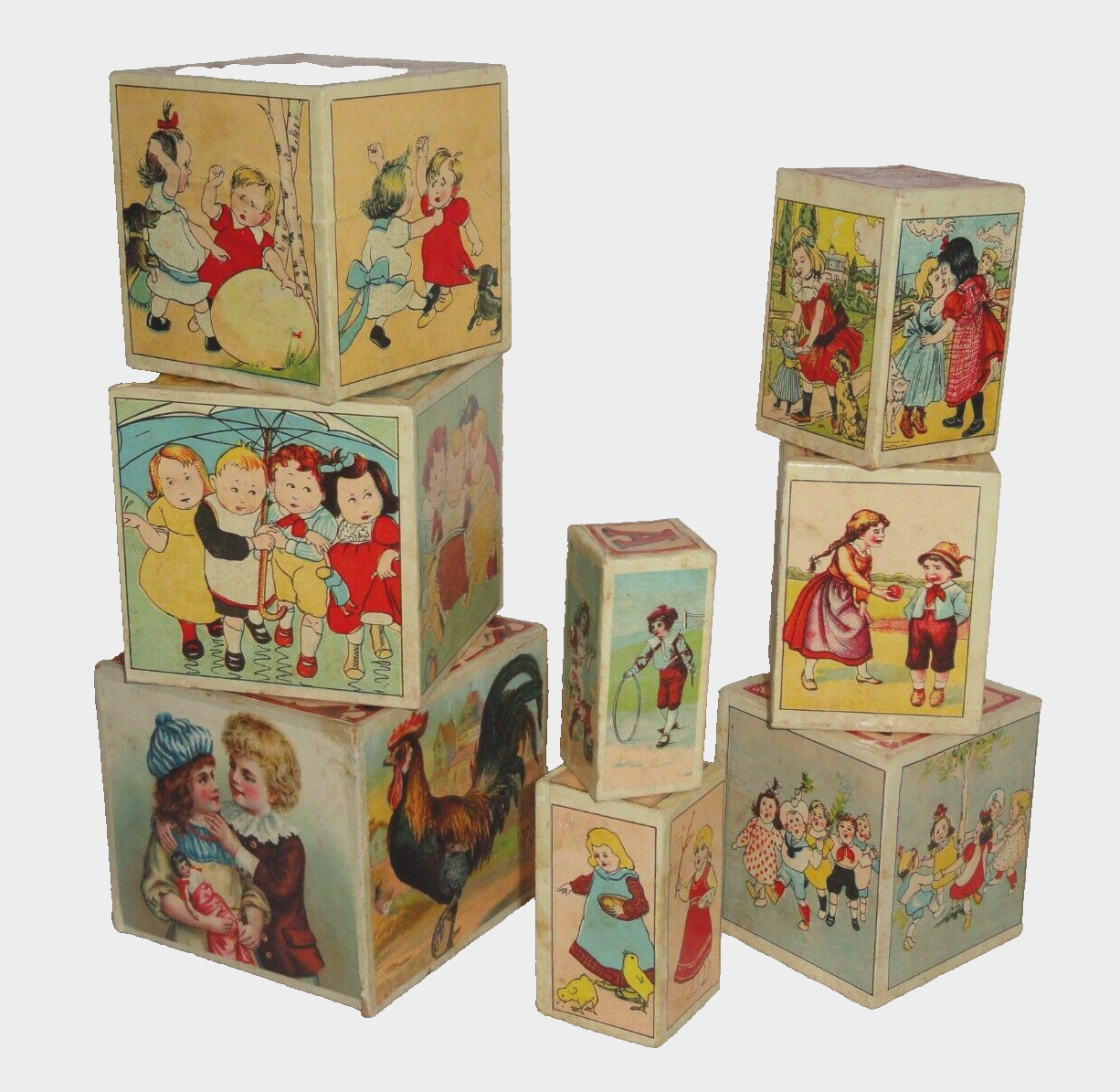 8 Antique Childrens Nesting Boxes ~ Early 1900’s ~ Lithograph Germany