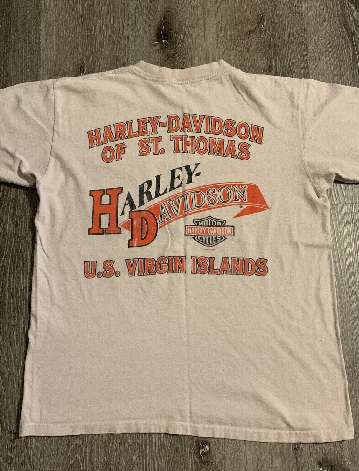 Vintage Harley Davidson T-Shirt Men’s Large St. Thomas Virgin Islands 1995 Taupe