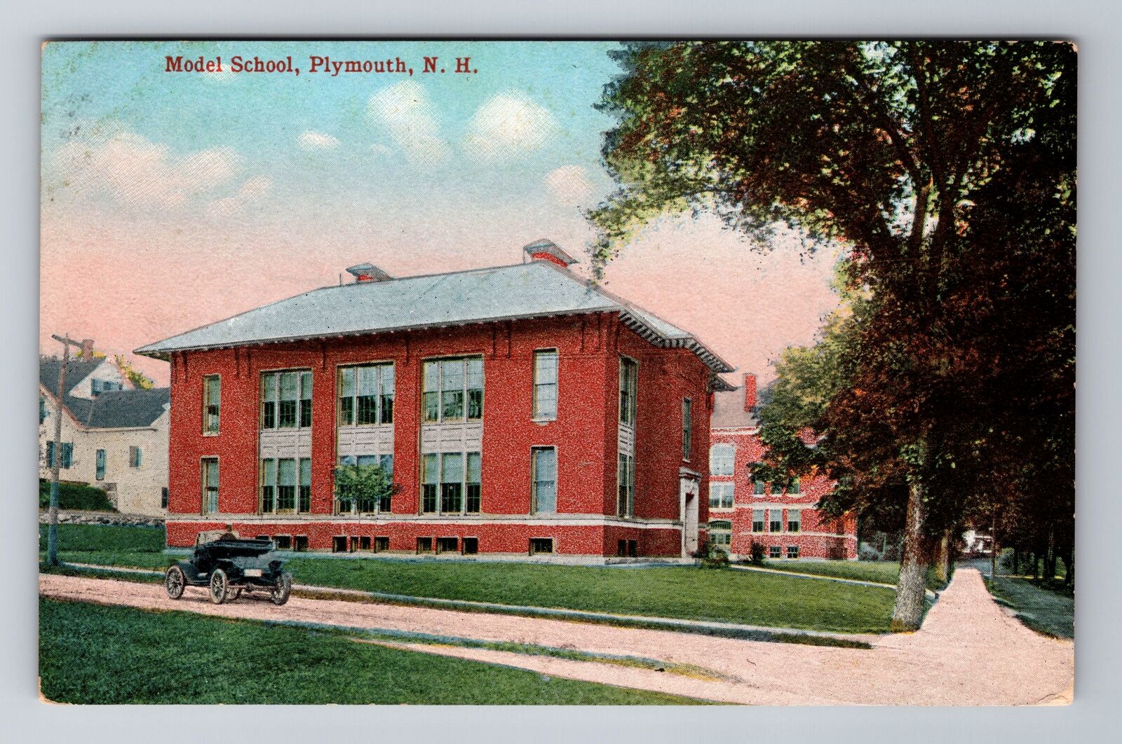 Plymouth NH-New Hampshire, Model School, Antique, Vintage Souvenir Postcard