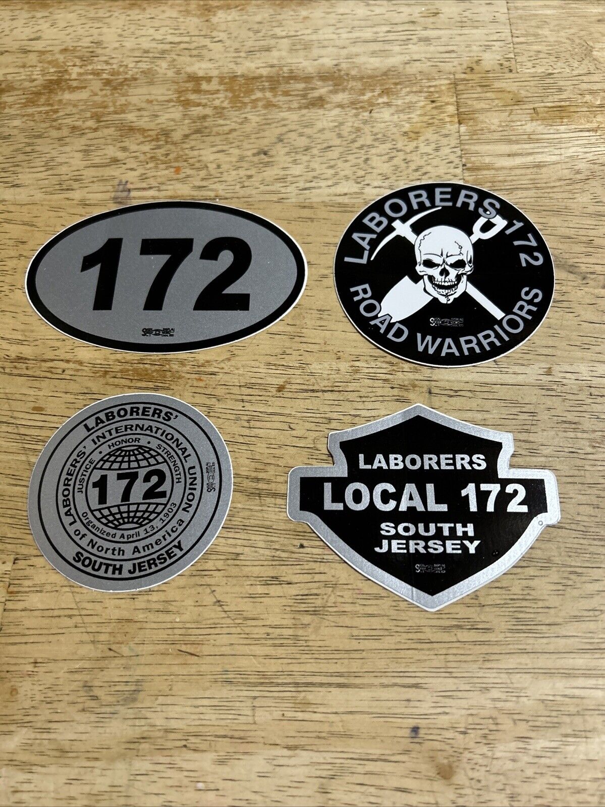 Local 172 Laborers, union hard hat stickers NJ South Jersey LIUNA UNION PRIDE