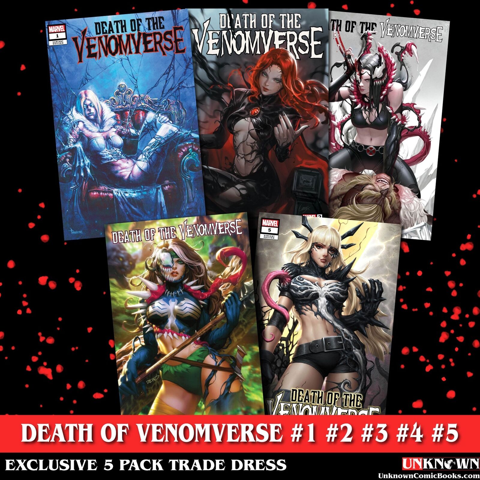 [5 PACK TRADE] DEATH OF THE VENOMVERSE #1, #2, #3, #4, #5 UNKNOWN COMICS EXCLUSI