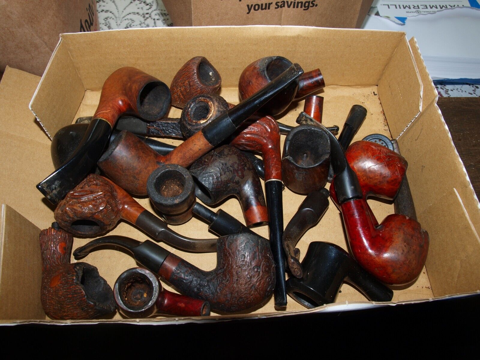 Lot of  Old Used Vintage Tobacco Smoking Pipes & pieces for  Parts Repair