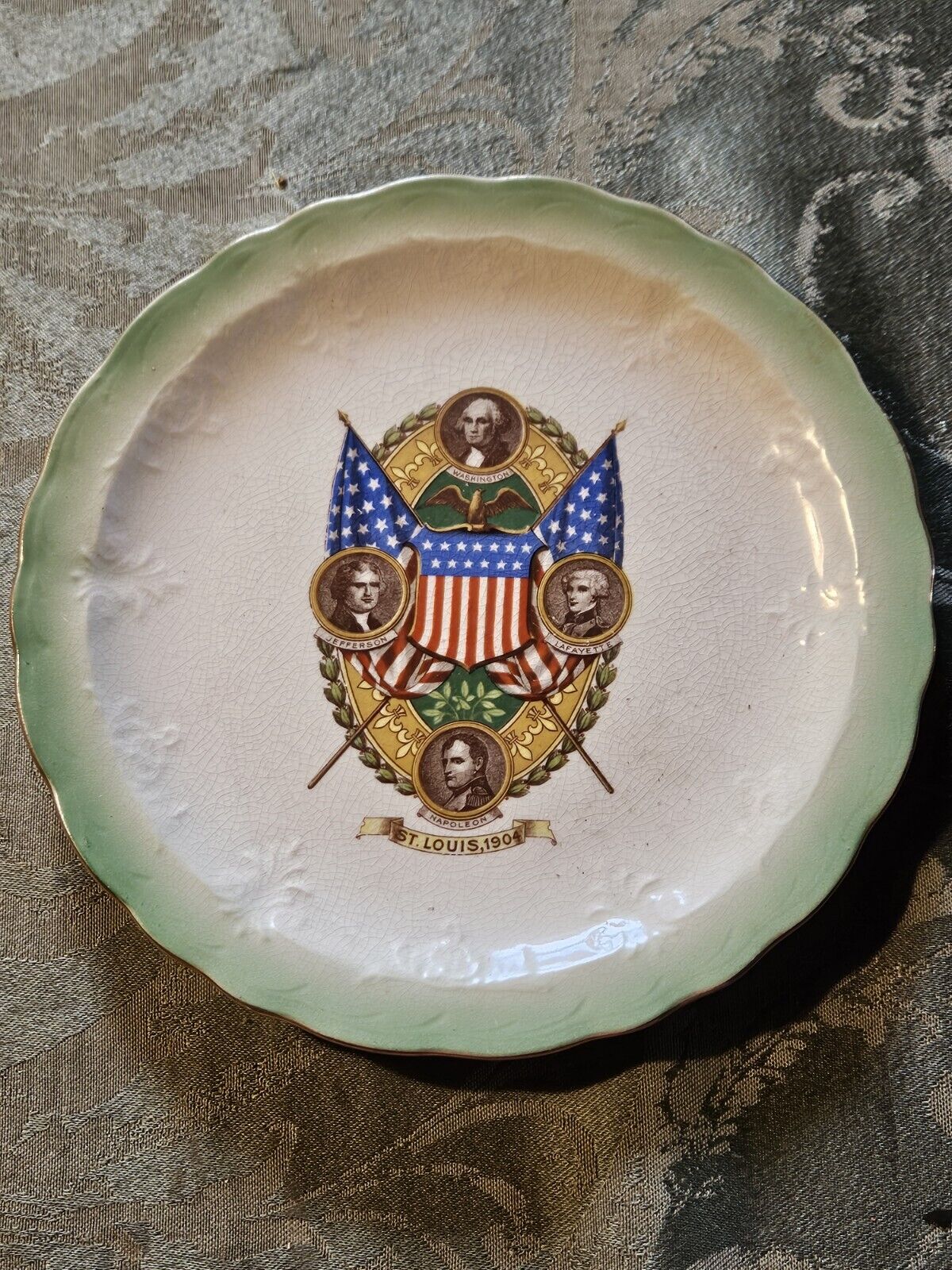 1904 Washington Jefferson Lafayette Napoleon Louisiana Purchase Plate Rare Item