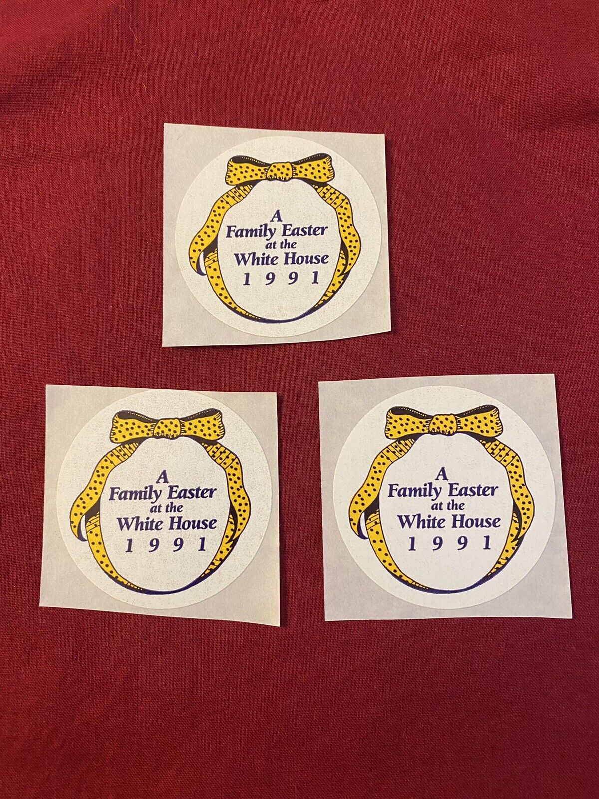 1991 WHITE HOUSE EASTER EGG ROLL STICKERS / LOT OF THREE