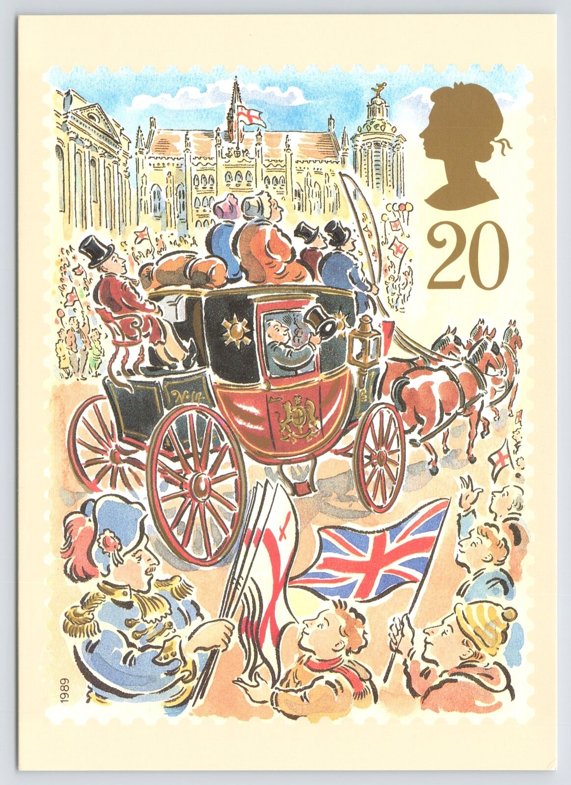 Lord Mayor\'s Show~Guildhall~Paul Cox Stamp Design~Continental Postcard