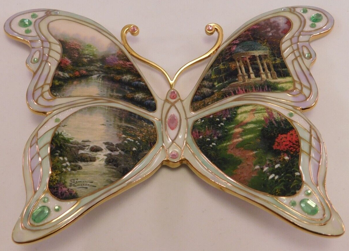 Thomas Kinkade On Wings Of Beauty Porcelain Butterfly The Garden of Prayer D071b