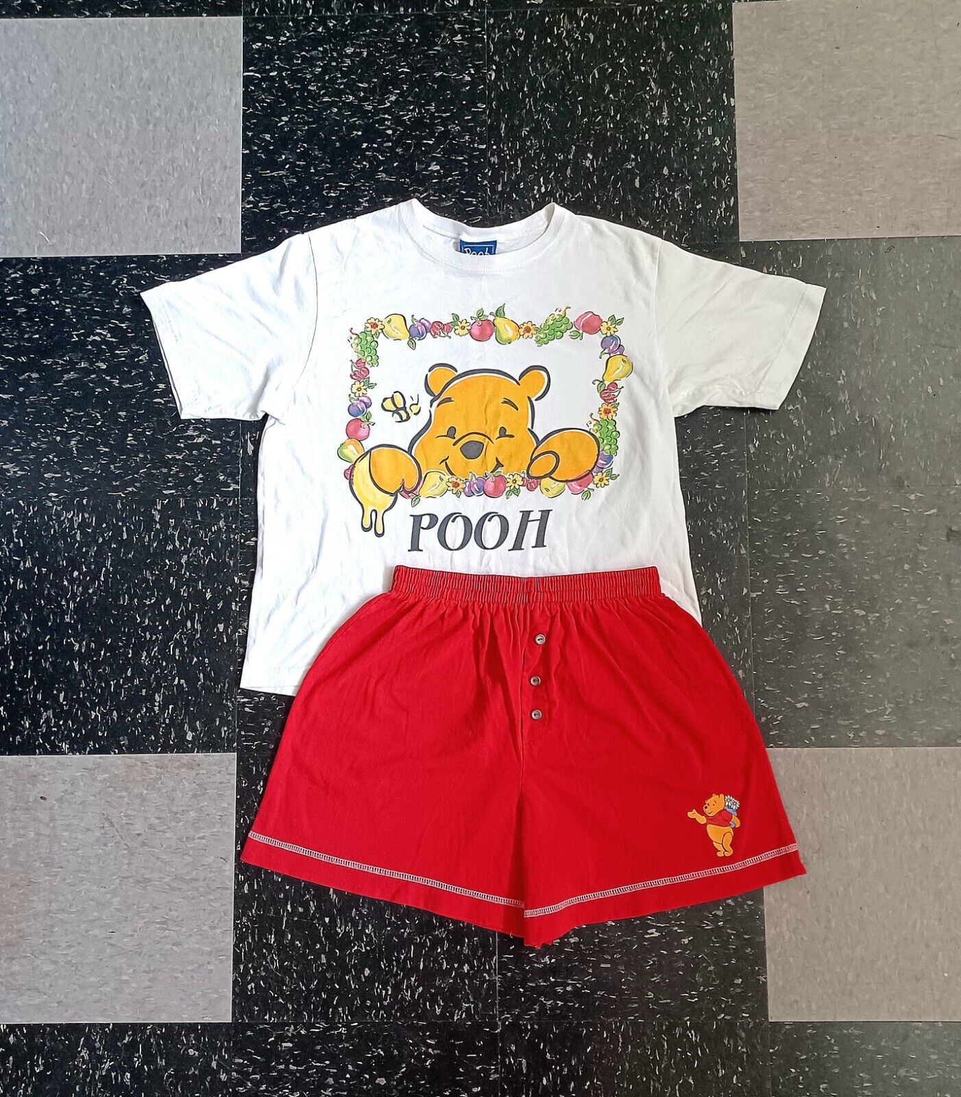Vintage Winnie The Pooh Shorts And Graphic Tee Set 90s Disney Adult Merch