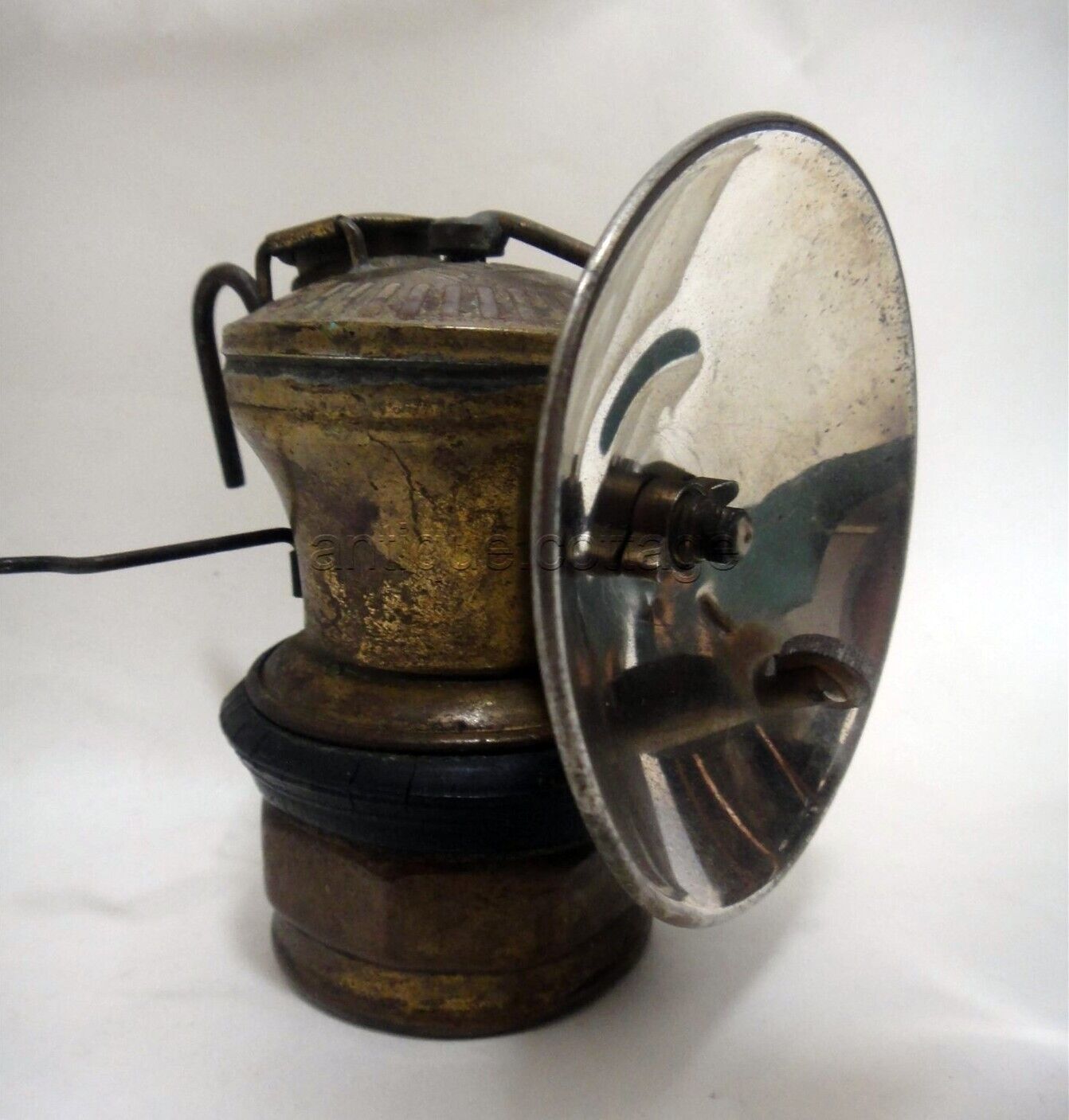 antique BRASS MINER\'S LAMP 