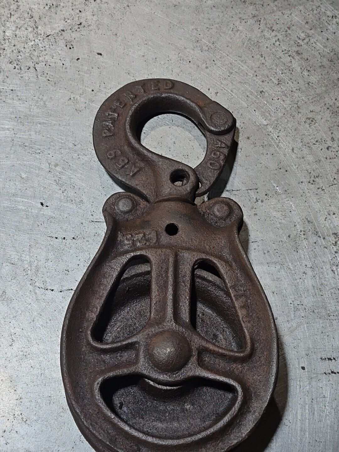 Antique Barn Pully Cast Iron Metal Swivel Hook