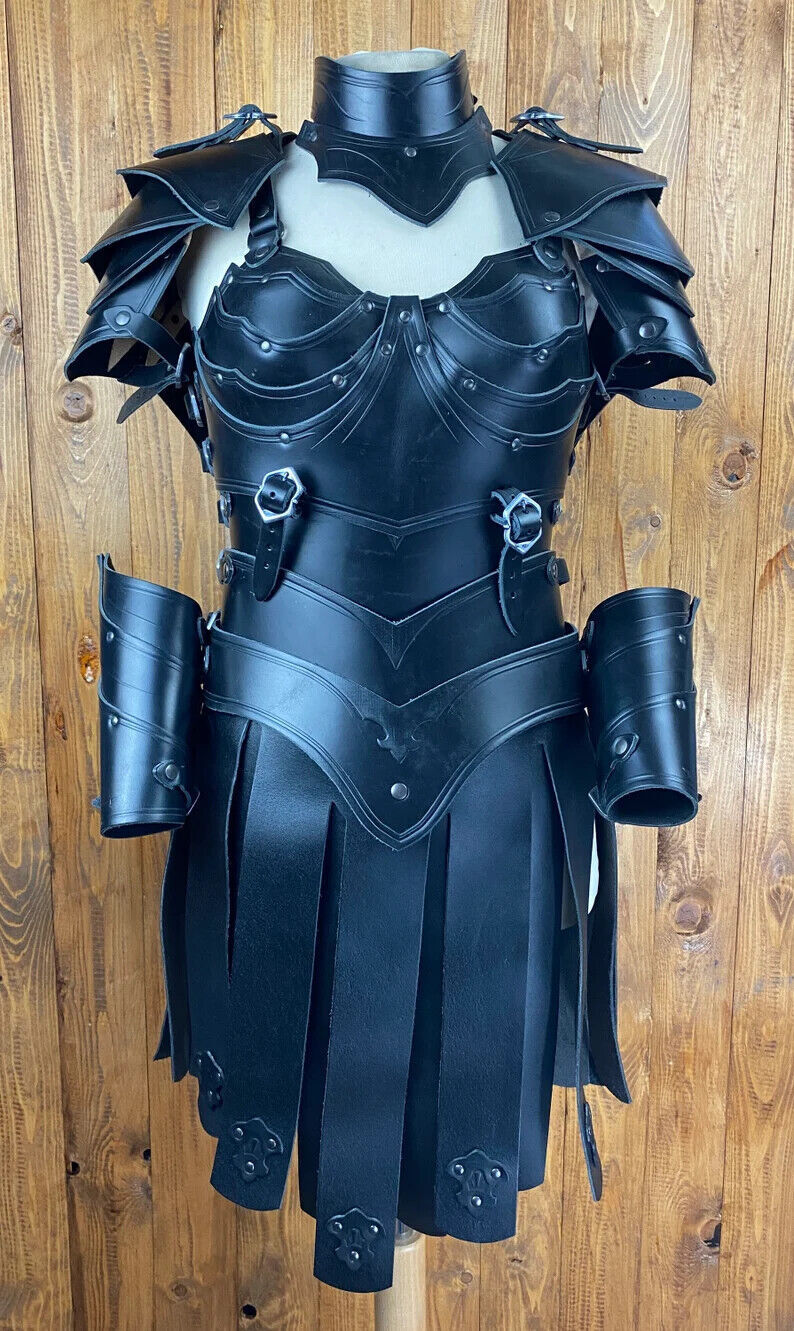 Halloween Real Leather Warrior Theatrical Armor Women Warrior Larp Fantasy Armor
