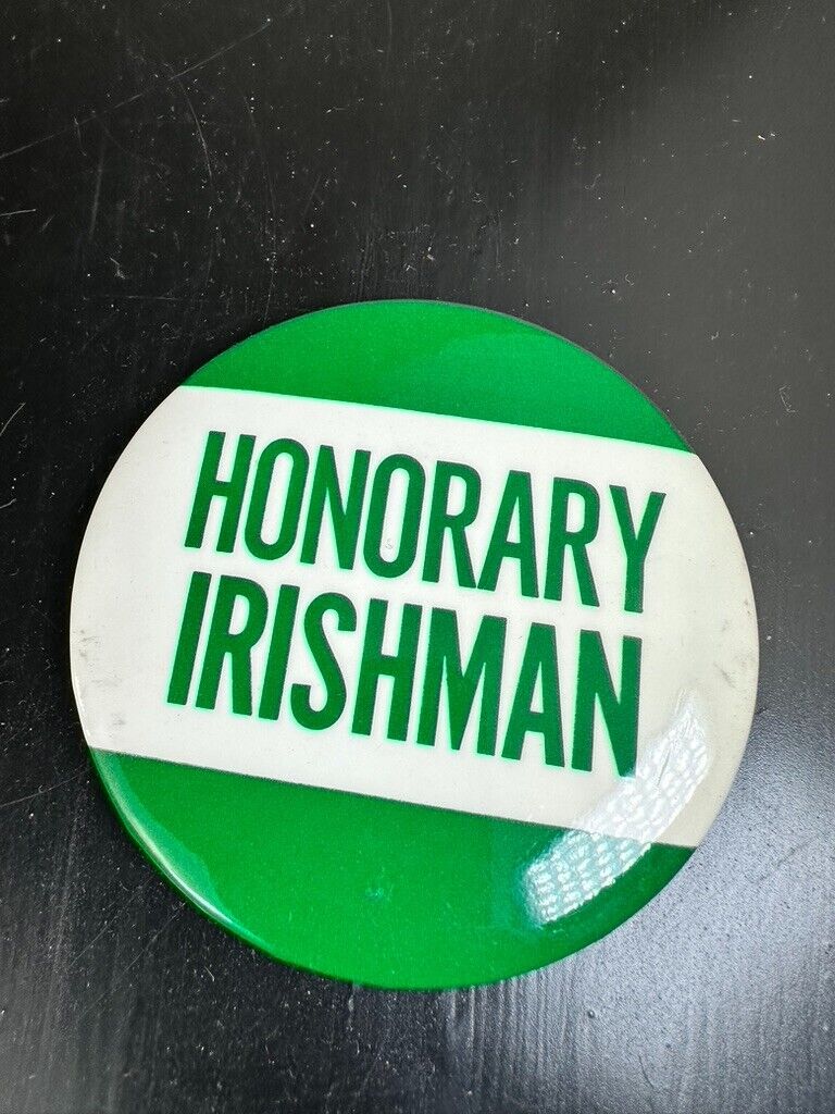 Vintage Honorary Irishman Irish Green & White St. Patrick\'s Day Button