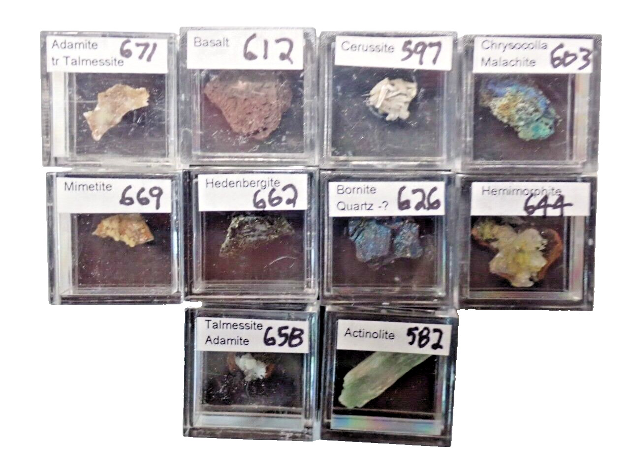 Micromount Mineral Lot MM95-10 Fine Specimens in Acrylic Boxes-Visit eBay Store