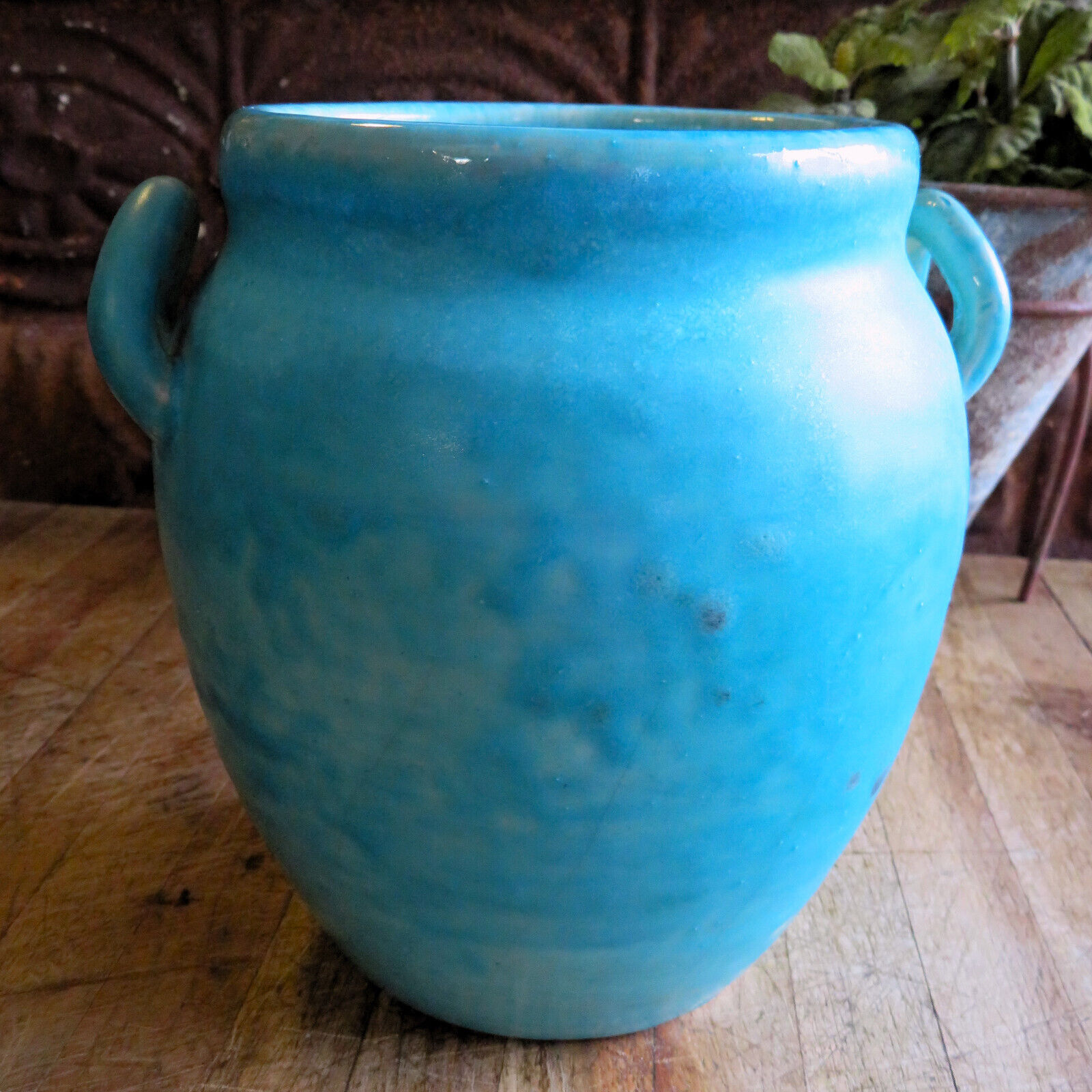 EXCEPTIONAL Turquoise Drip Glaze Studio Art Pottery Vessel Vase SIGNED C Peer