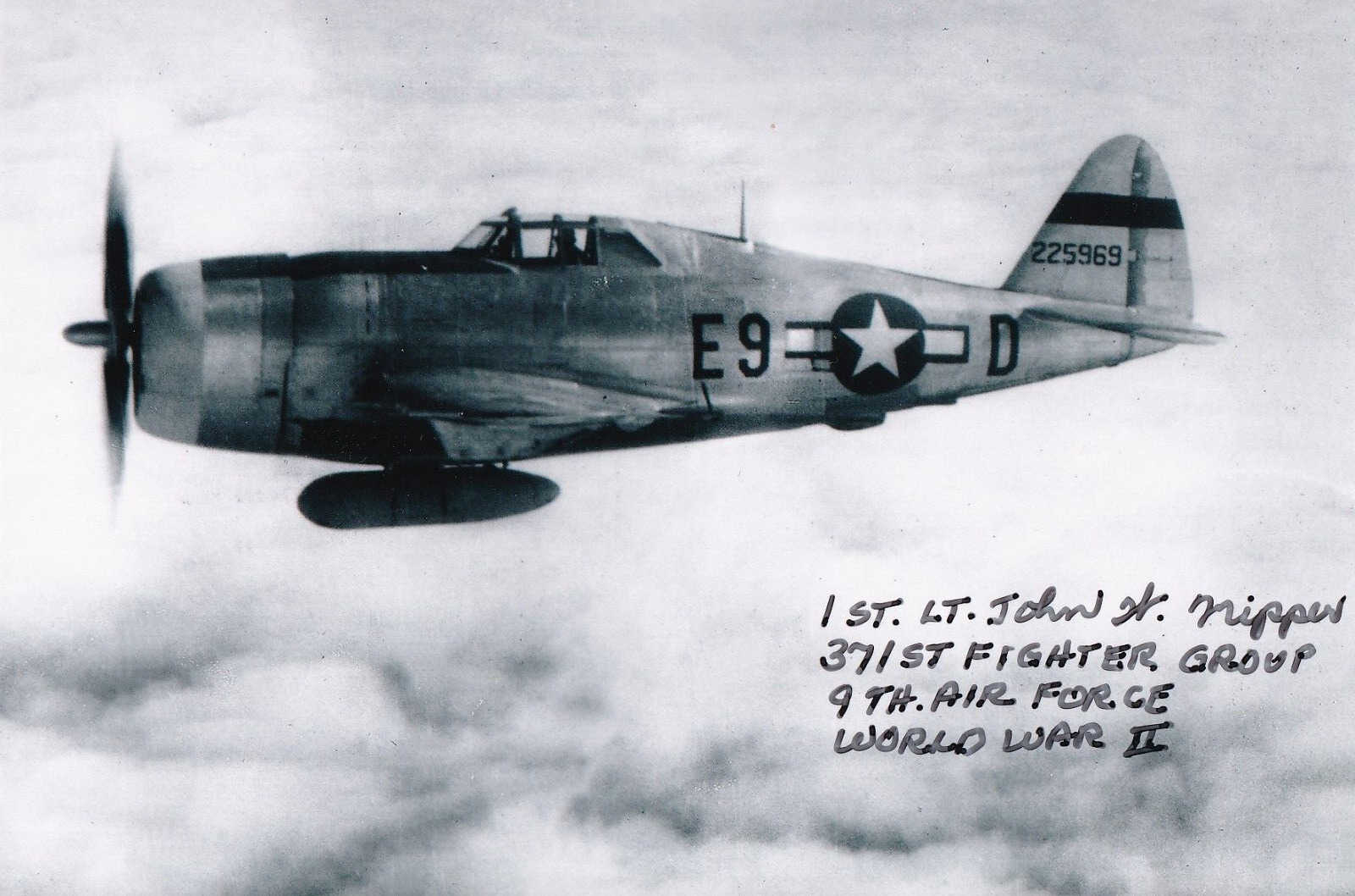 WWII P-47 Fighter Pilot 371st F.G. 406th F.S. J.Nipper D-Day, strafing SIGNED