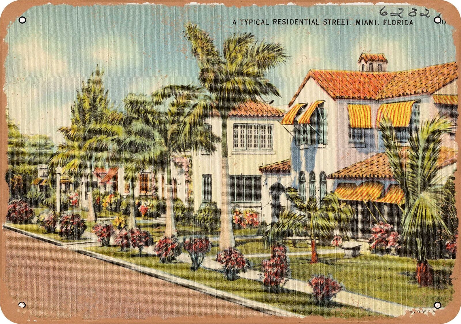 Metal Sign - Florida Postcard - A typical residential street, Miami, Florida