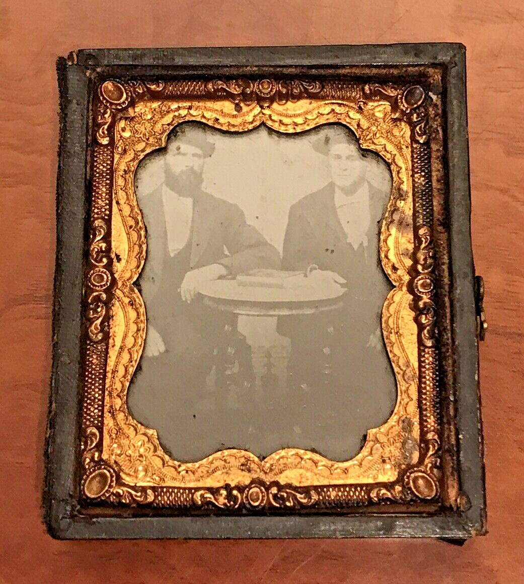 Antique Ambrotype Mini Frame And Photograph Couple Portrait CDV