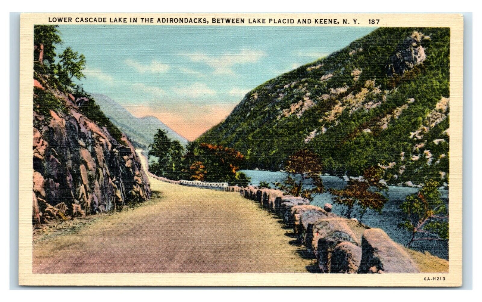 Postcard Lower Cascade Lake in the Adirondacks between Lake Place & Keene NY L27
